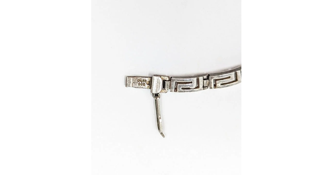 Vintage Silver Greek Key Design Necklace with Lapis Lazuli Center-Stone