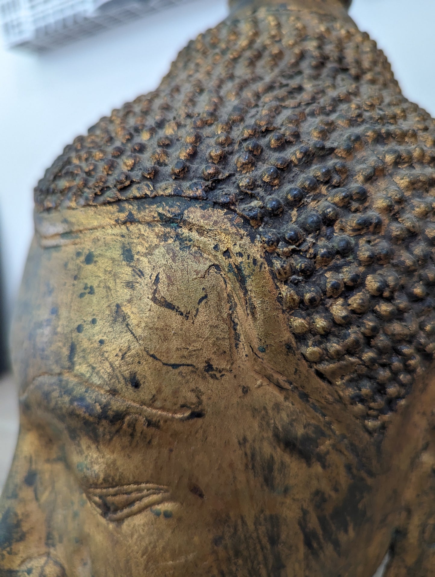 RARE 20th Century Thai U-Thong Style Bronze Gilt Buddha Head