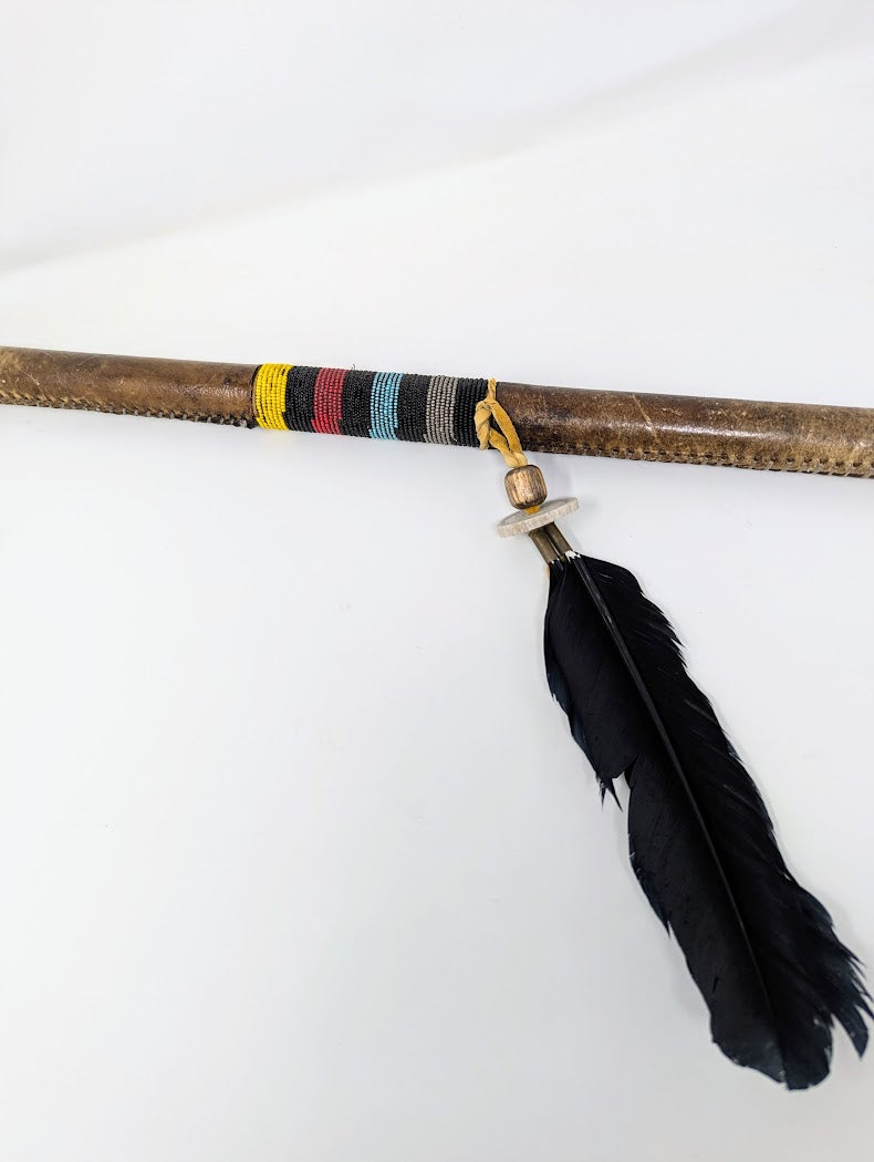 Vintage Navajo Rawhide & Beaded Handle Tomahawk