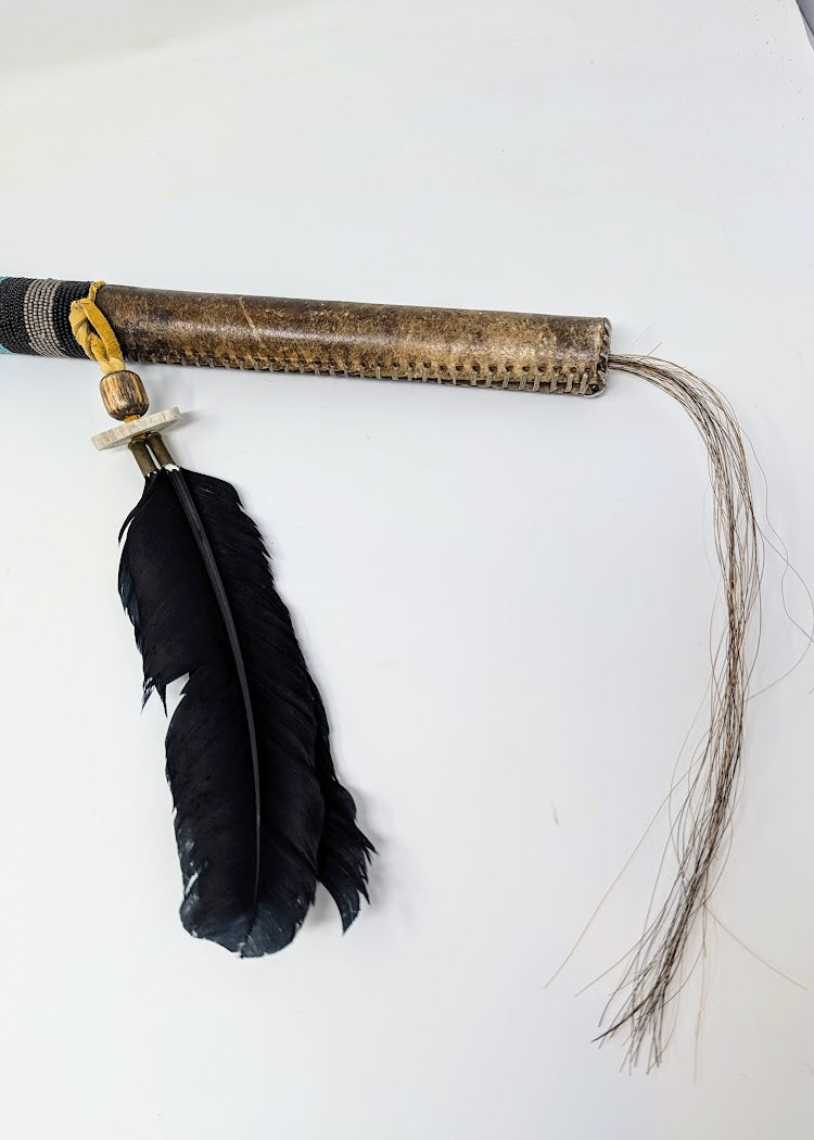 Vintage Navajo Rawhide & Beaded Handle Tomahawk