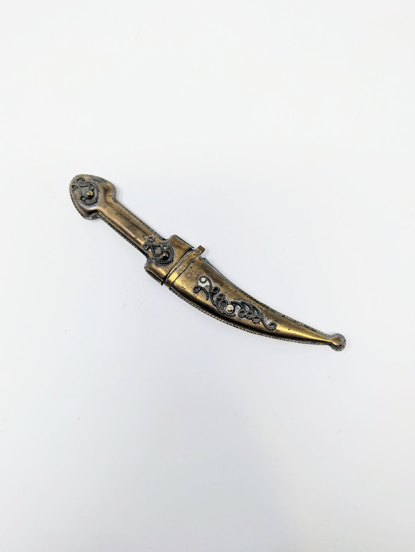 Vintage Brass Curved-Blade Mini Dagger