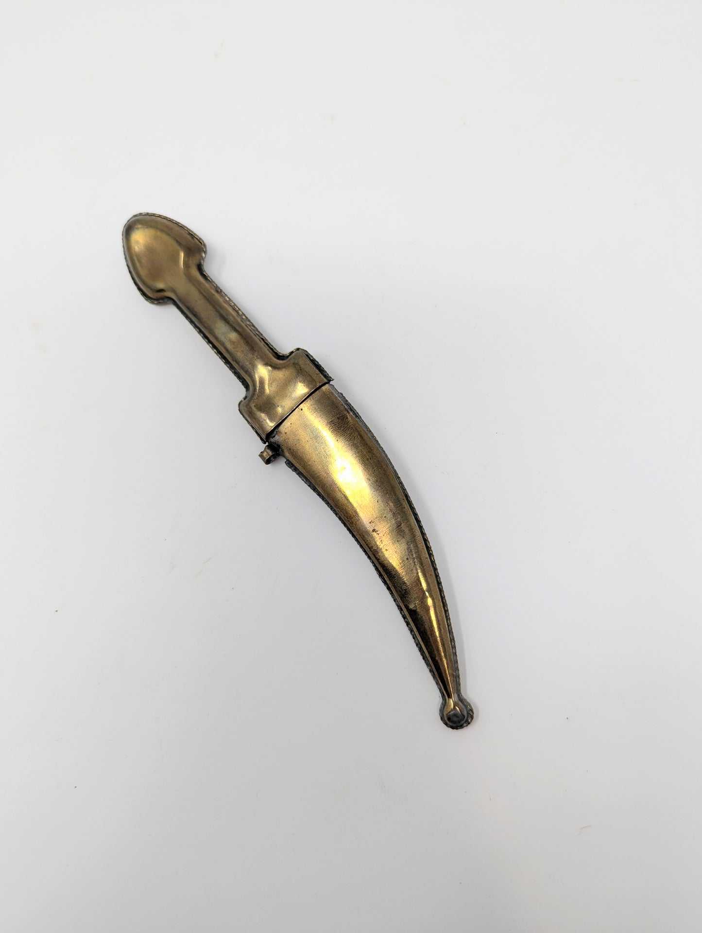 Vintage Brass Curved-Blade Mini Dagger