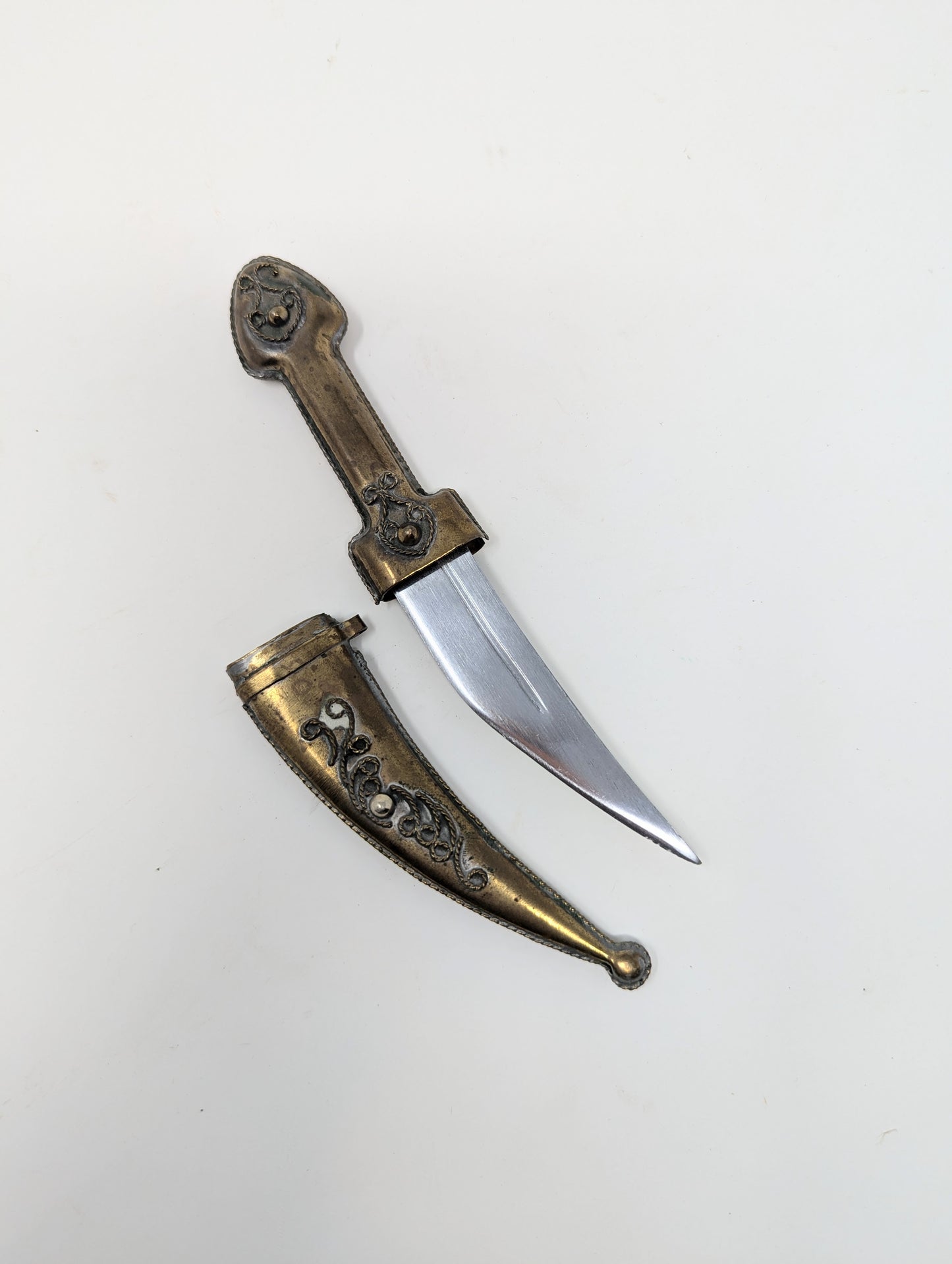 Vintage Brass Curved-Blade Mini Dagger