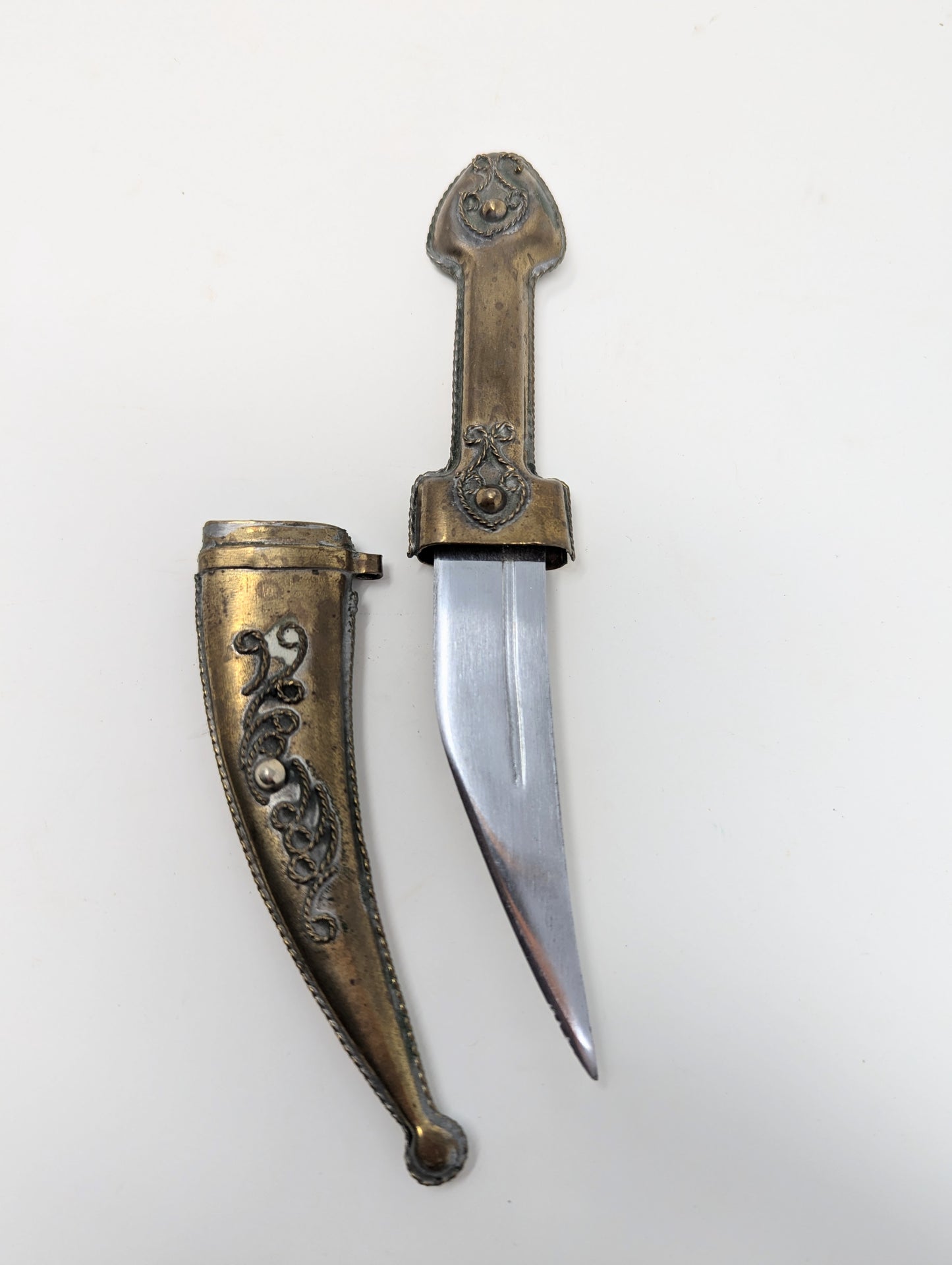 Vintage Brass Curved-Blade Mini Dagger