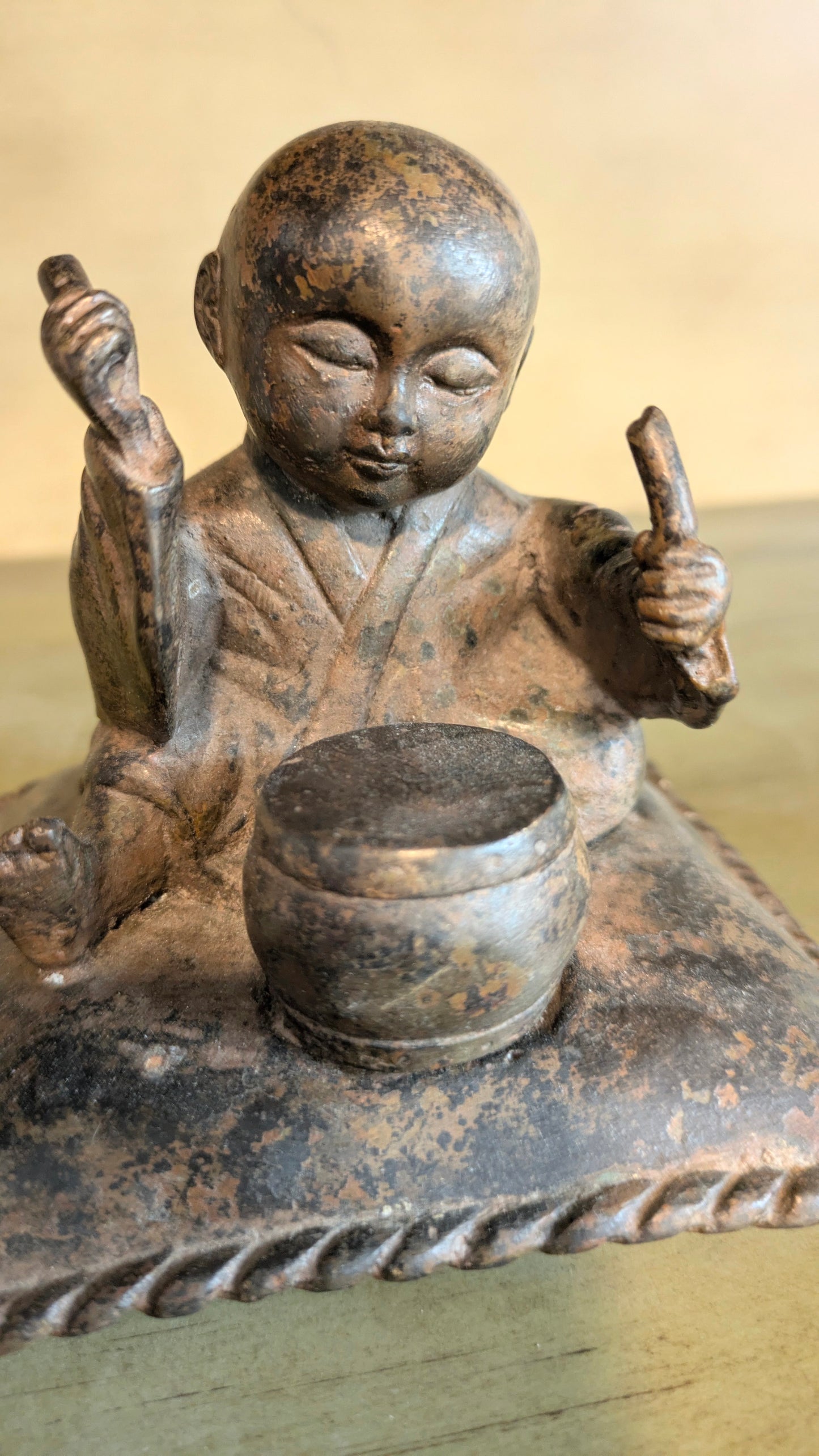 Vintage Chinese Bronze Drummer Boy (c. 1960s-1970s)