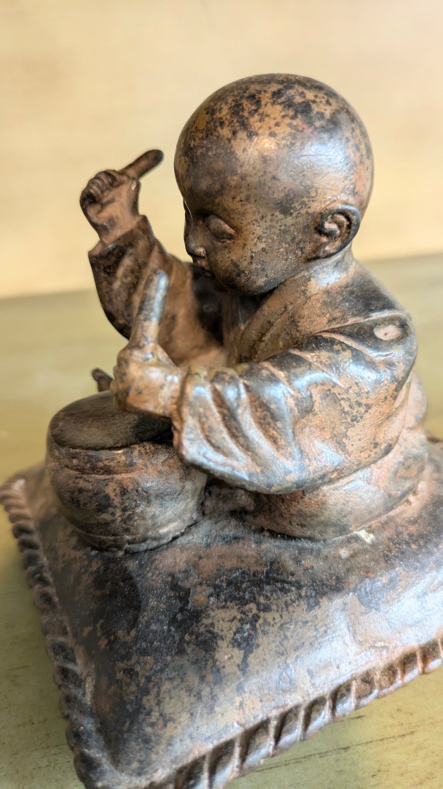 Vintage Chinese Bronze Drummer Boy (c. 1960s-1970s)