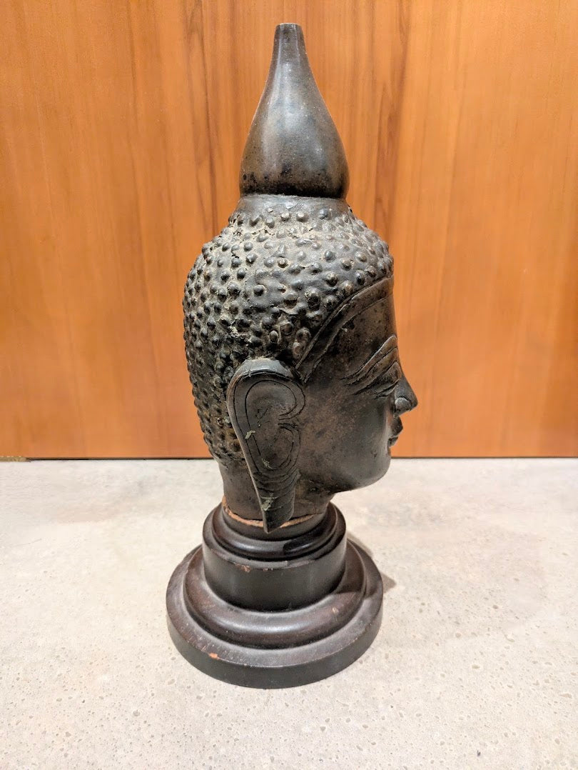 Antique Burmese Shan Bronze Buddha Head (c. late 19th - early 20th century)