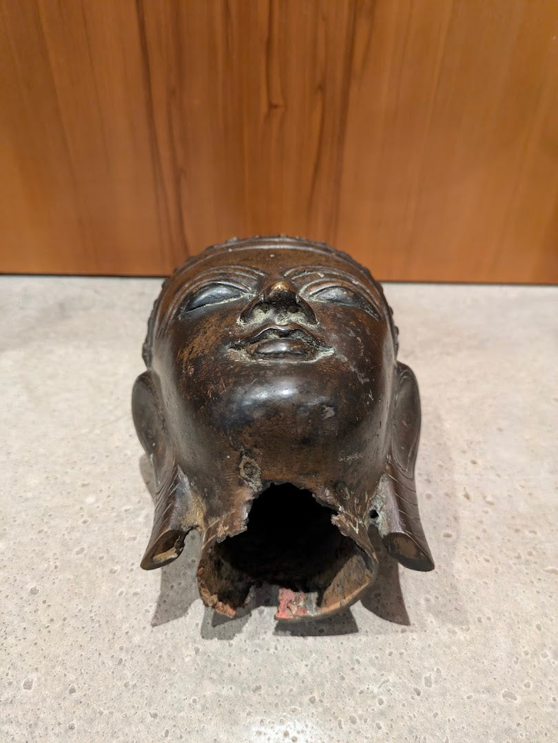 Antique Burmese Shan Bronze Buddha Head (c. late 19th - early 20th century)