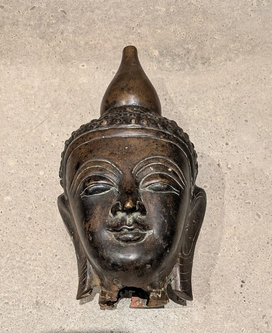 Antique Burmese Shan Bronze Buddha Head (c. late 19th - early 20th century)