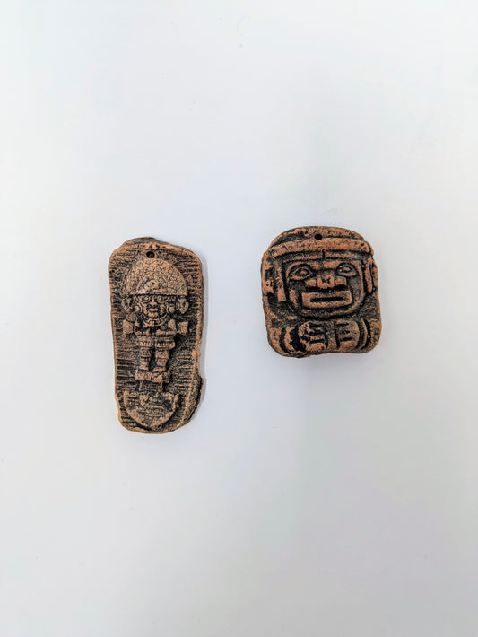 Vintage Peruvian/Inca Clay Pendants (2)