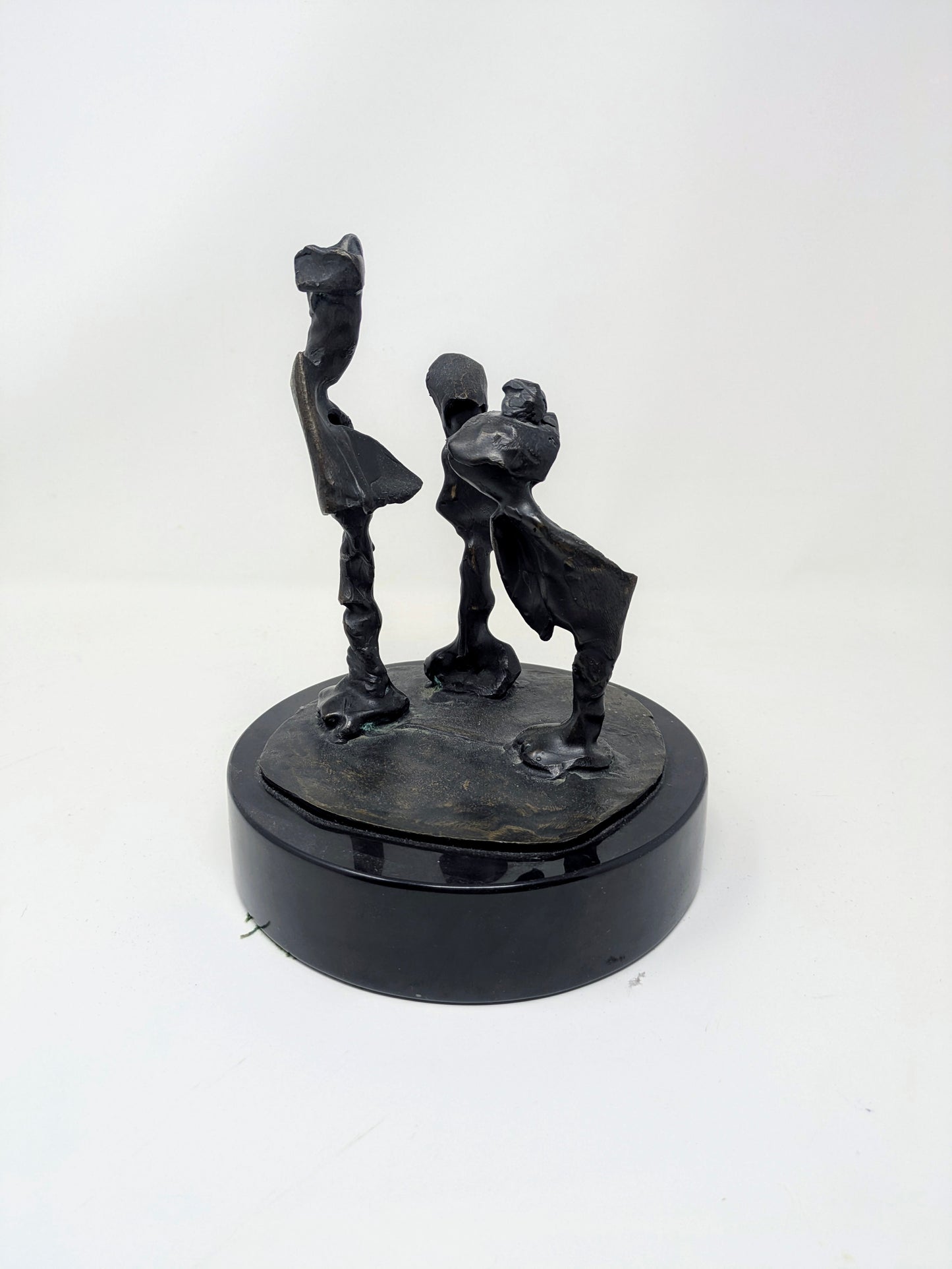 Brutalist Bronze Art Sculpture: Three Abstract Figures
