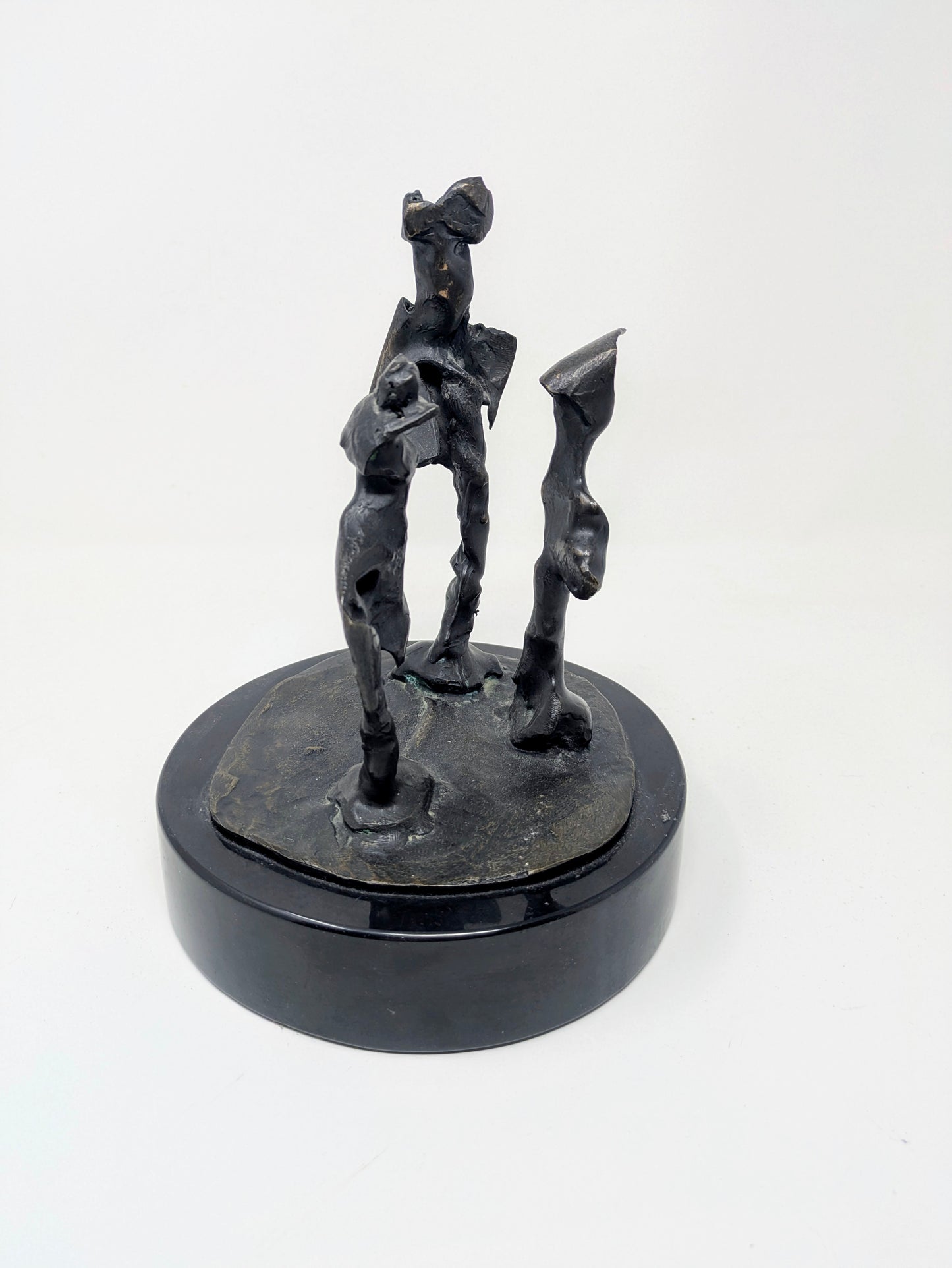 Brutalist Bronze Art Sculpture: Three Abstract Figures