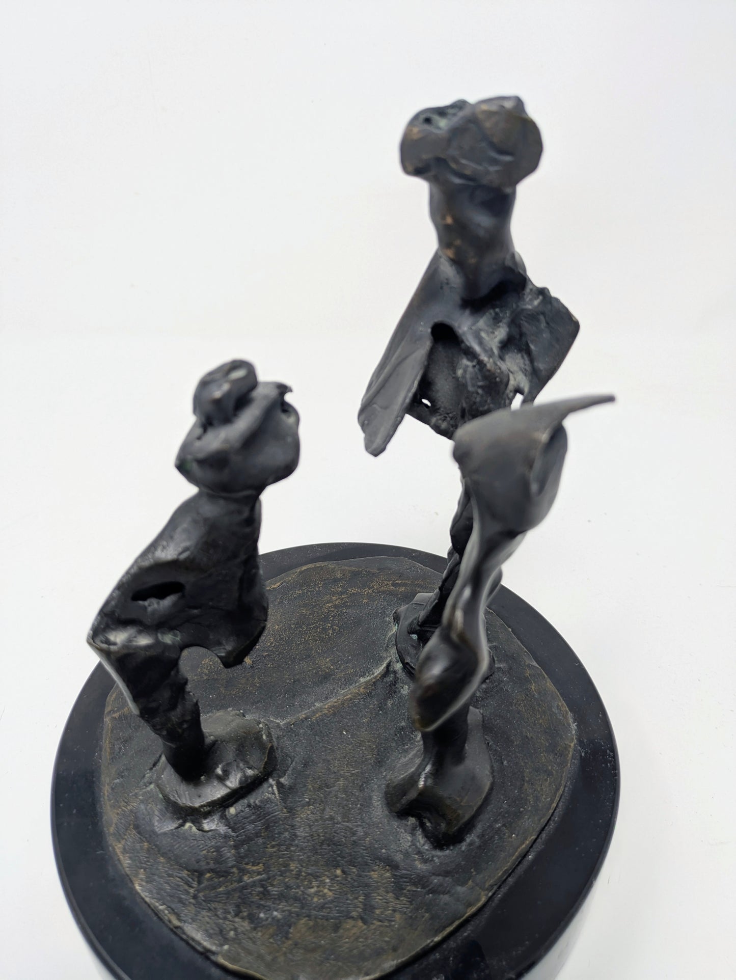 Brutalist Bronze Art Sculpture: Three Abstract Figures