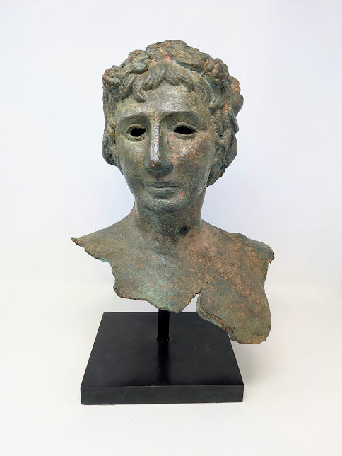 19th Century Greco-Roman Bronze Bust: Bacchus/Dionysus