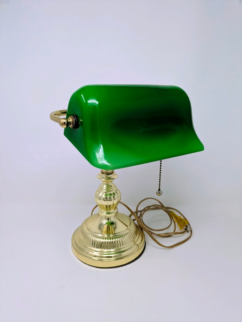 Vintage Brass Banker's Desk Lamp