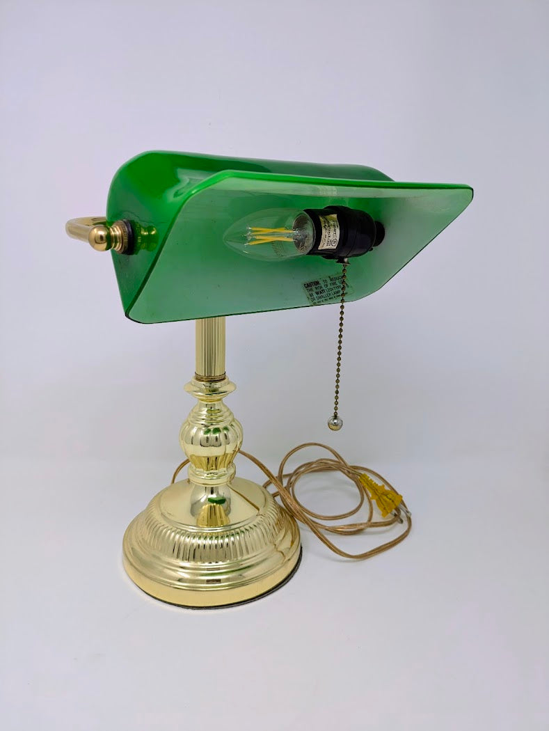 Vintage Brass Banker's Desk Lamp