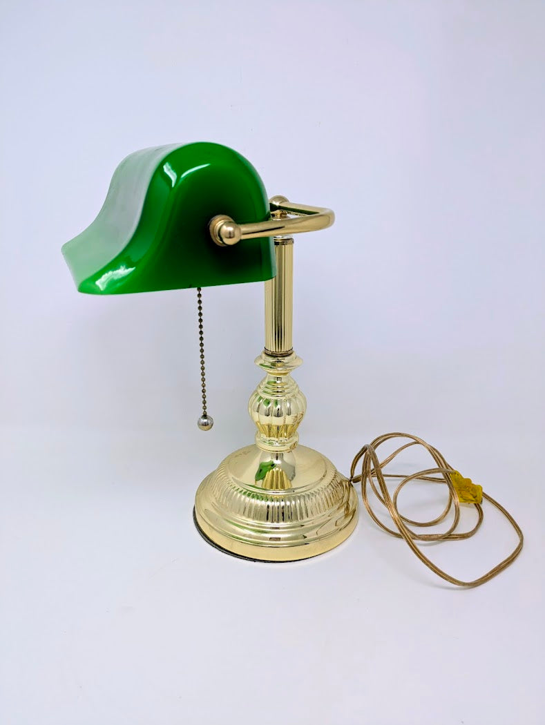Vintage Brass Banker's Desk Lamp
