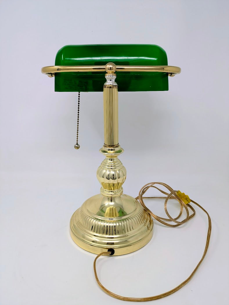 Vintage Brass Banker's Desk Lamp