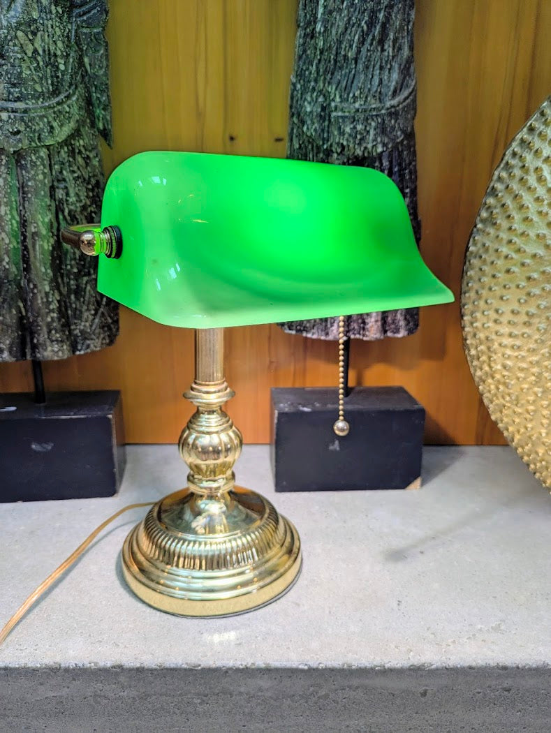 Vintage Brass Banker's Desk Lamp