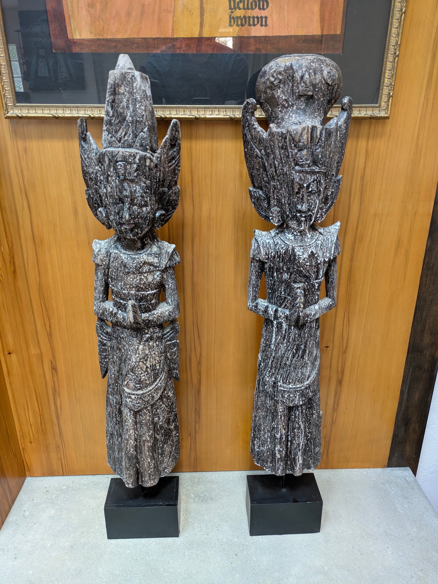 Vintage Carved Hindu Statues: Sita & Rama