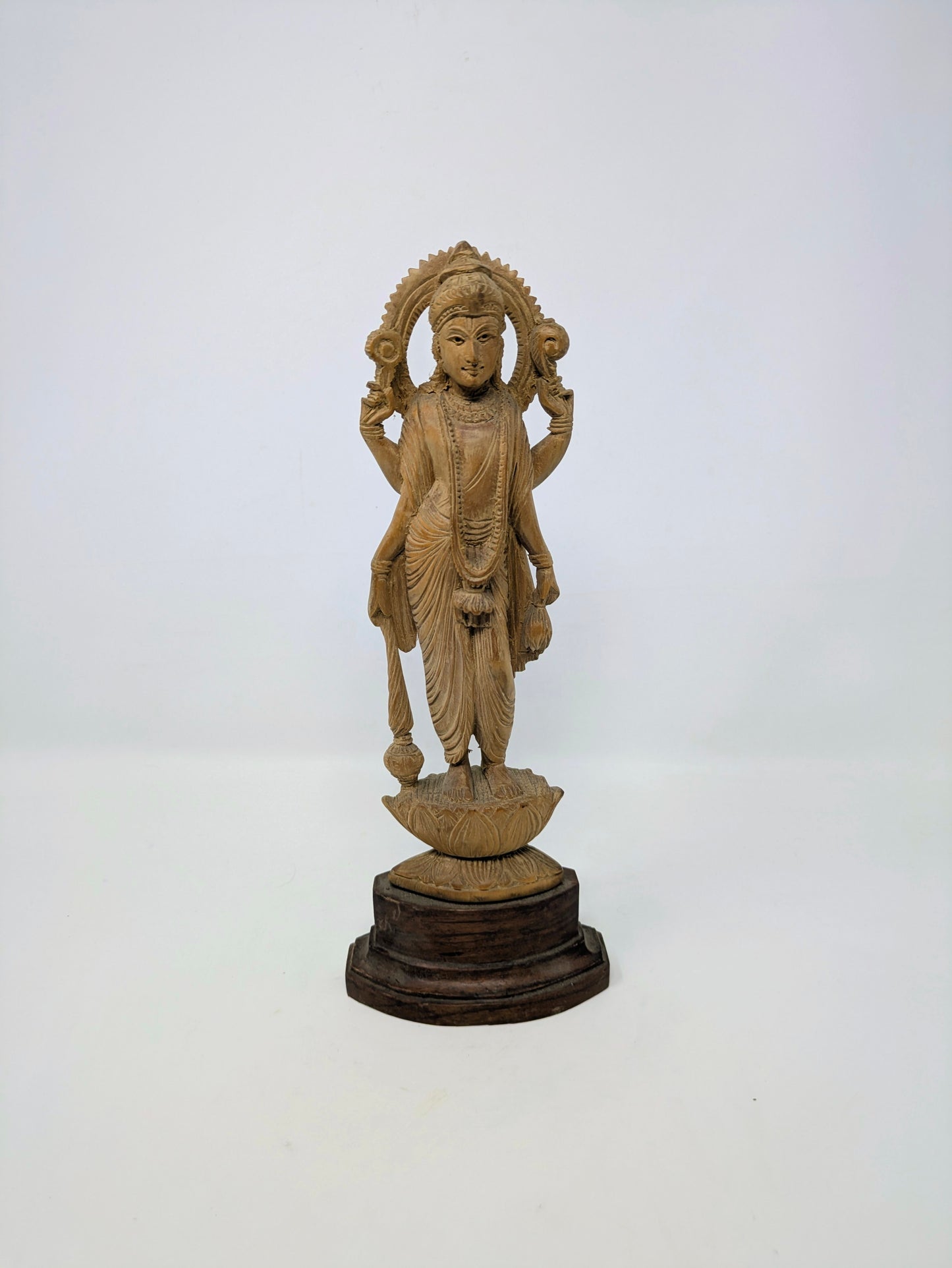 Vintage Handcrafted Sandalwood Hindu Statue: Lord Vishnu