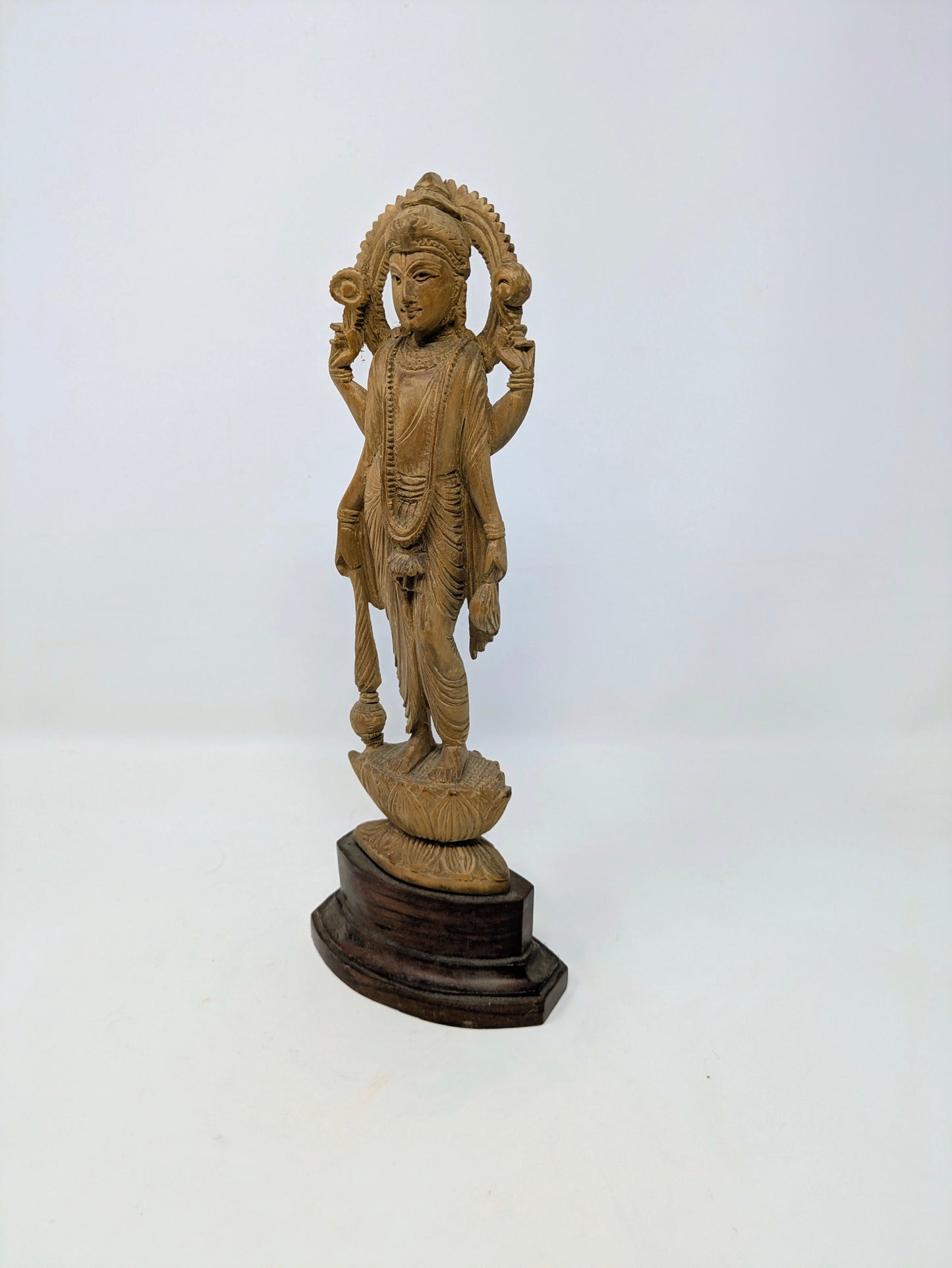 Vintage Handcrafted Sandalwood Hindu Statue: Lord Vishnu