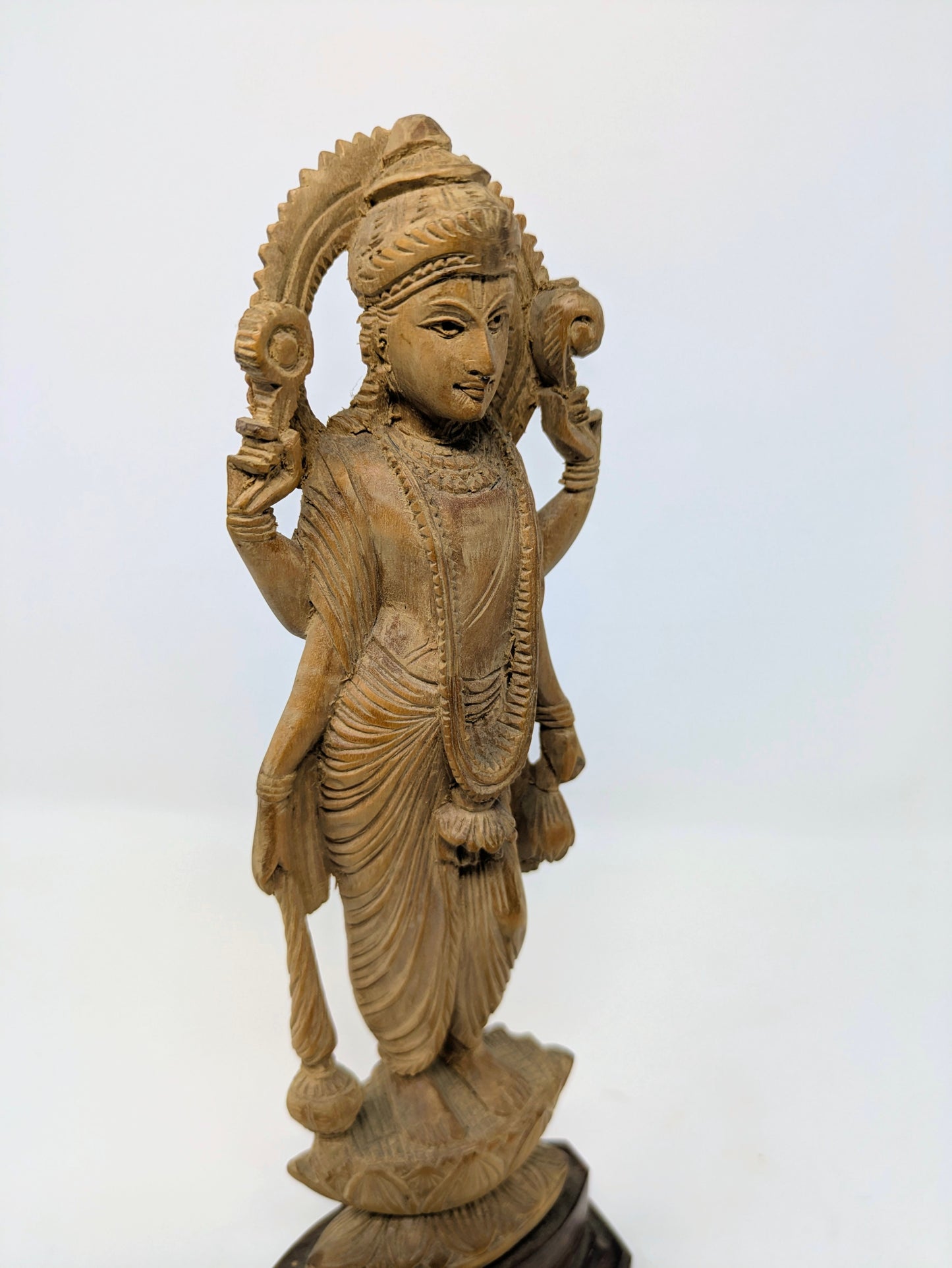 Vintage Handcrafted Sandalwood Hindu Statue: Lord Vishnu