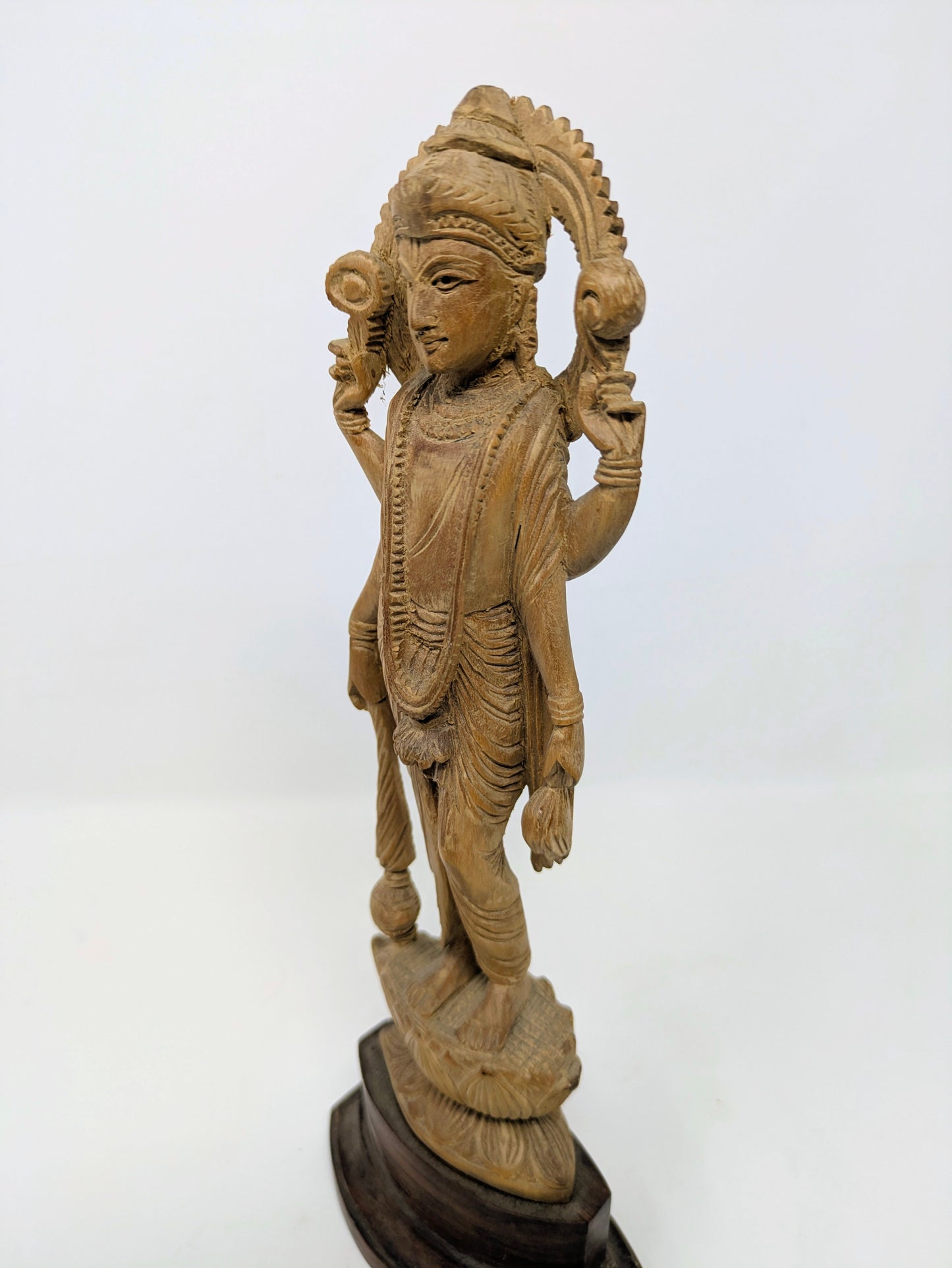 Vintage Handcrafted Sandalwood Hindu Statue: Lord Vishnu