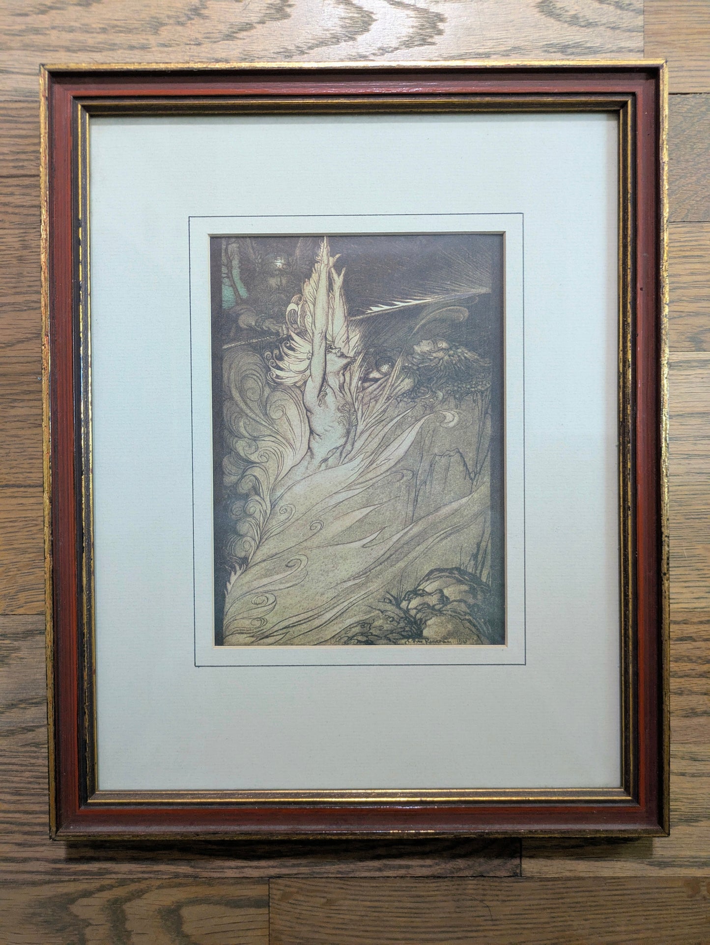 Vintage Illustration: "Wotan Encircles Rock" by Arthur Rackham (1910)