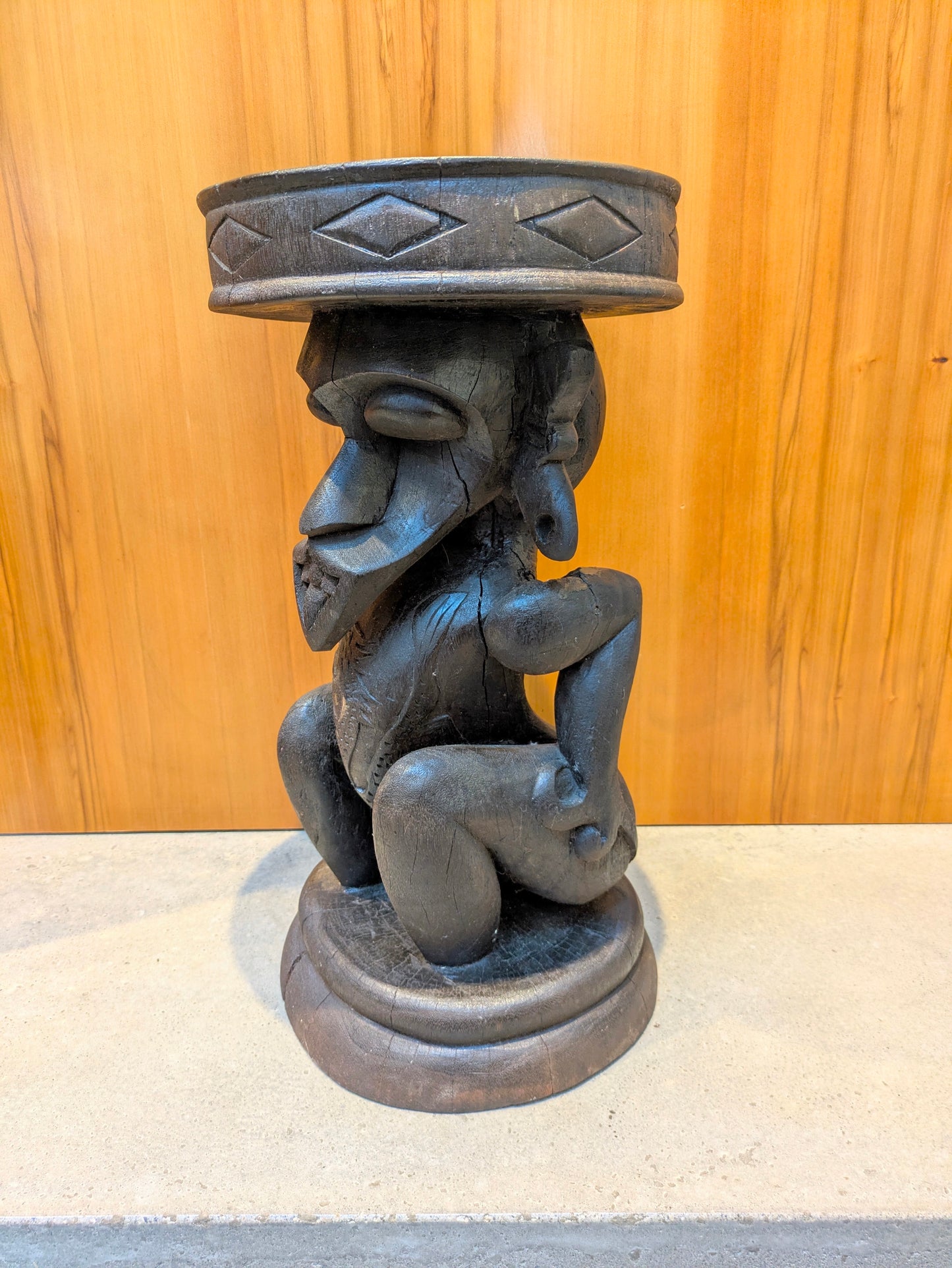 Vintage Borneo Ancestral Figure Wood Stool | Dayak Tribe
