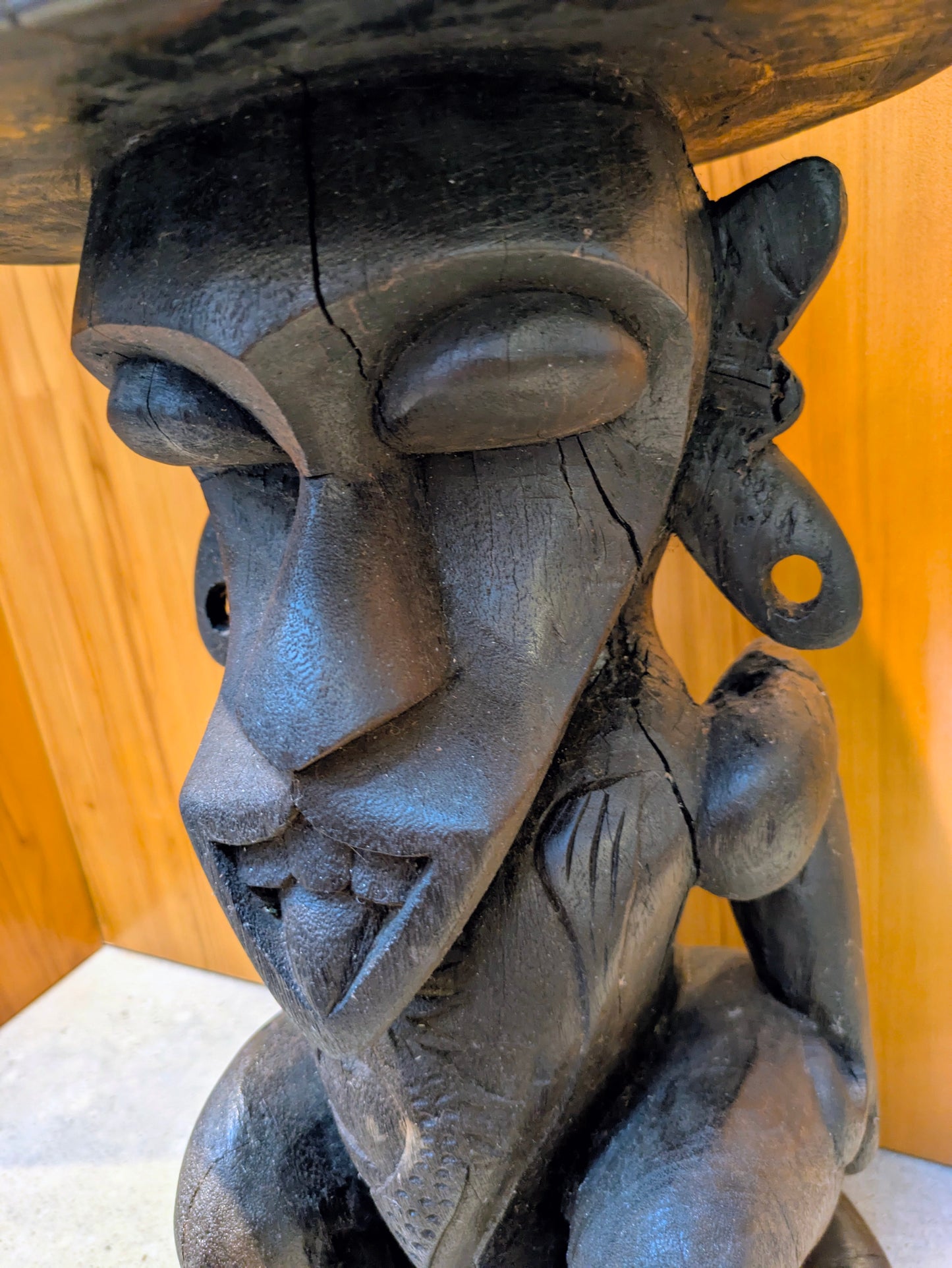 Vintage Borneo Ancestral Figure Wood Stool | Dayak Tribe
