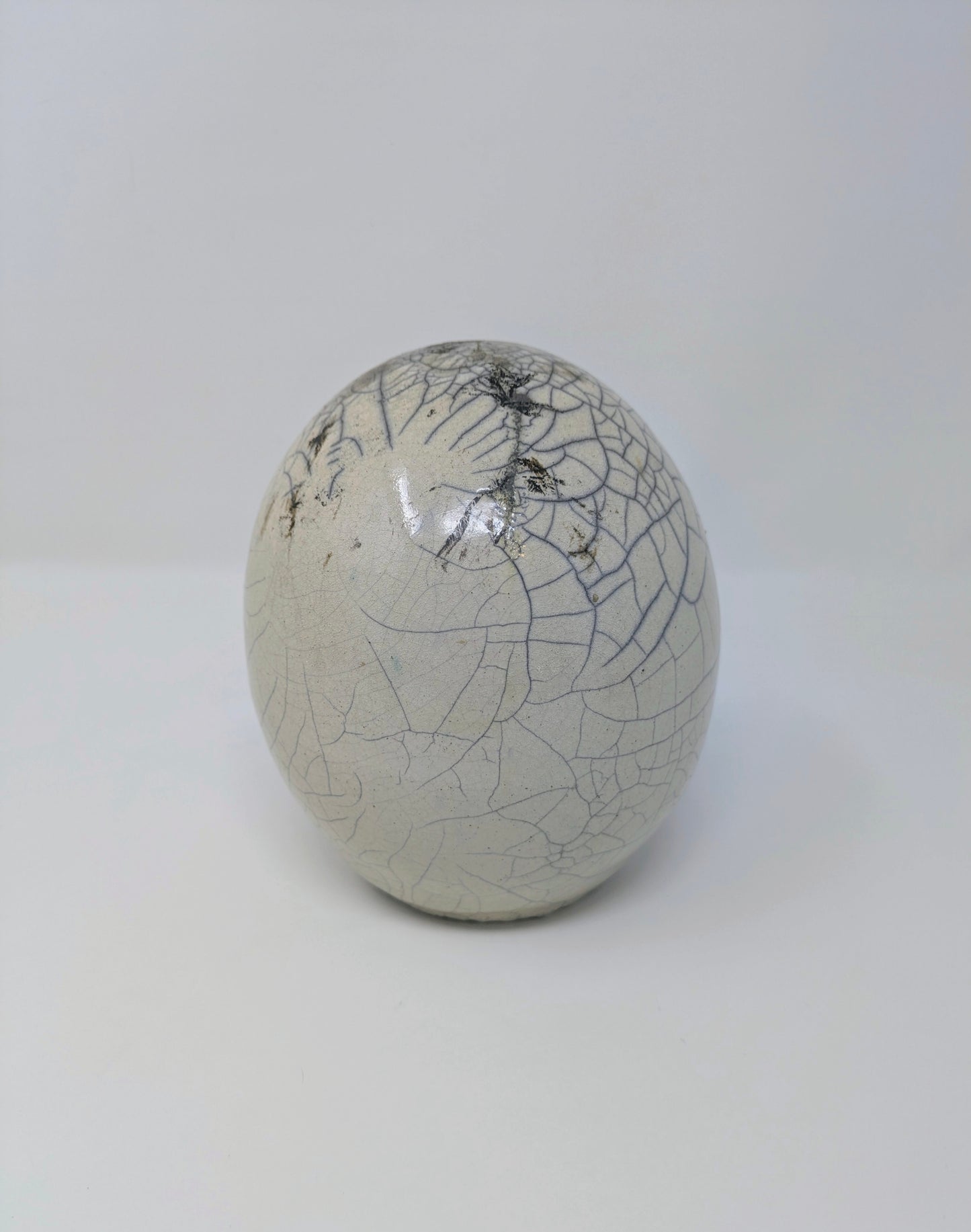 Stunning Raku-Fired Studio Art Egg Sculpture