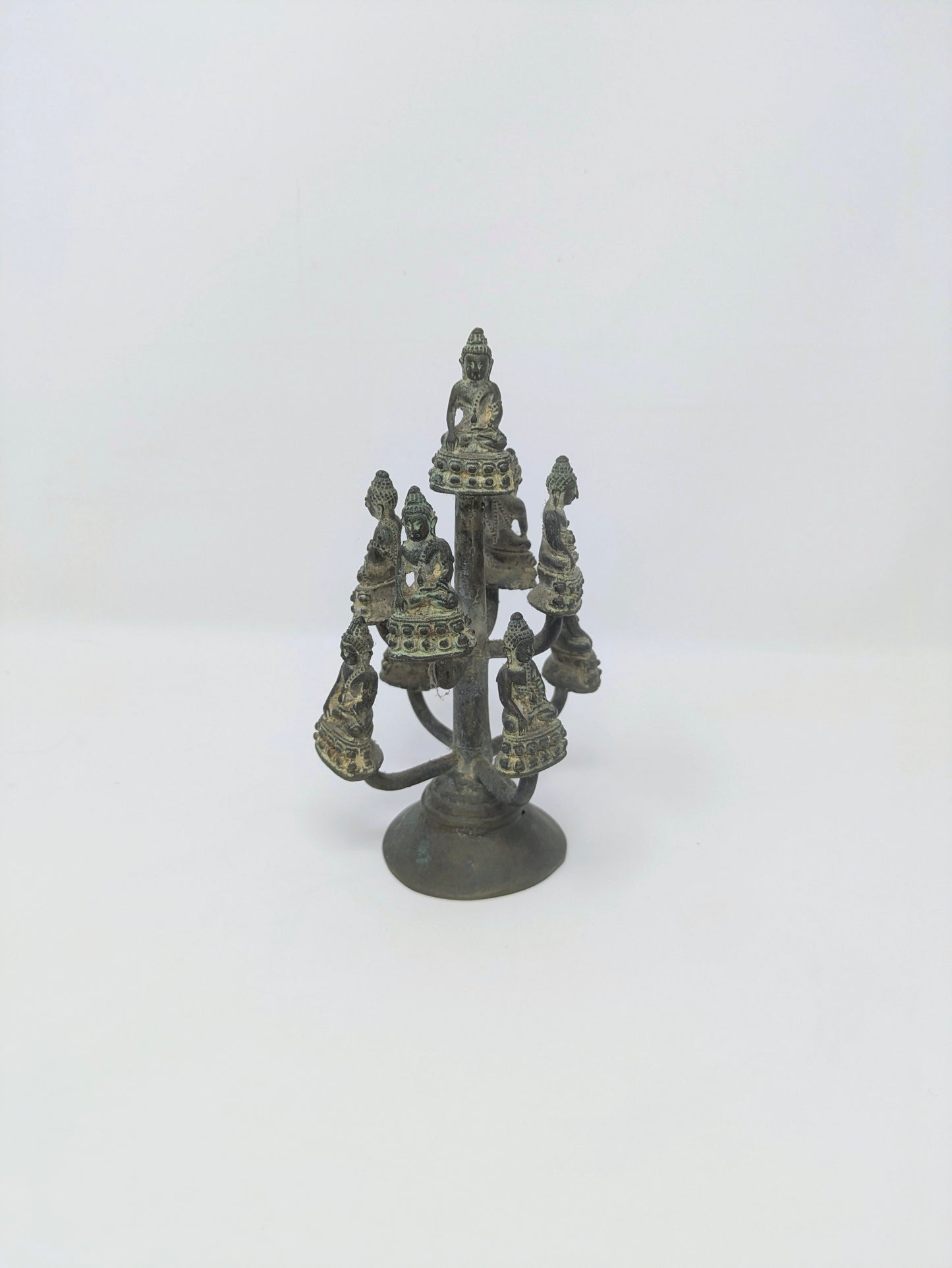 Antique Bronze Thai "Amitabha Buddha on Bodhi Tree" Sculpture