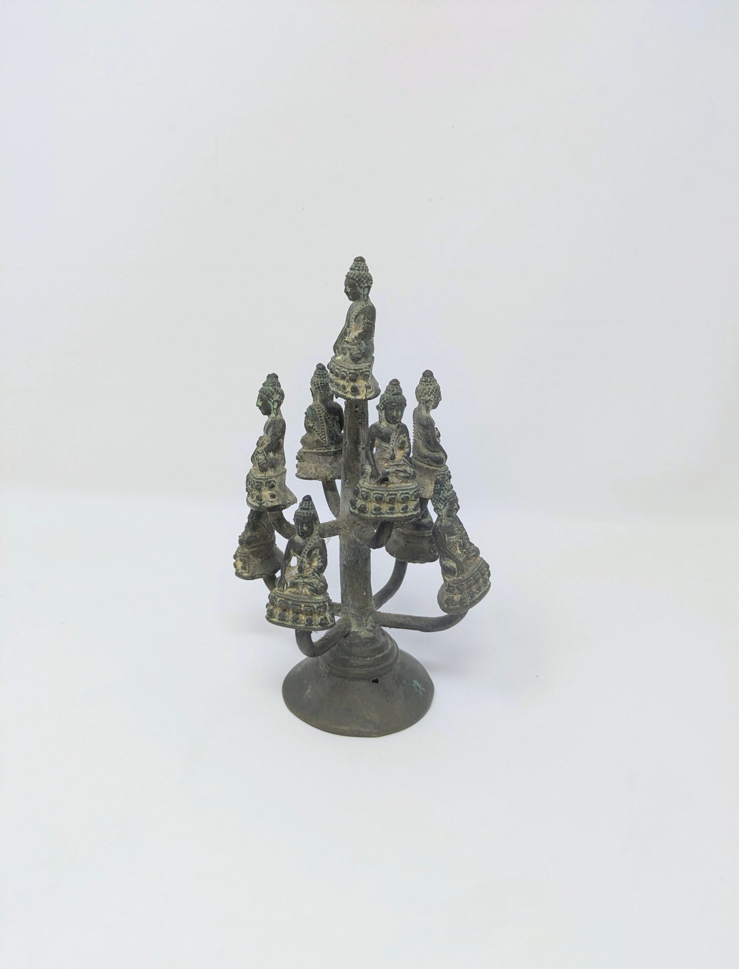 Antique Bronze Thai "Amitabha Buddha on Bodhi Tree" Sculpture