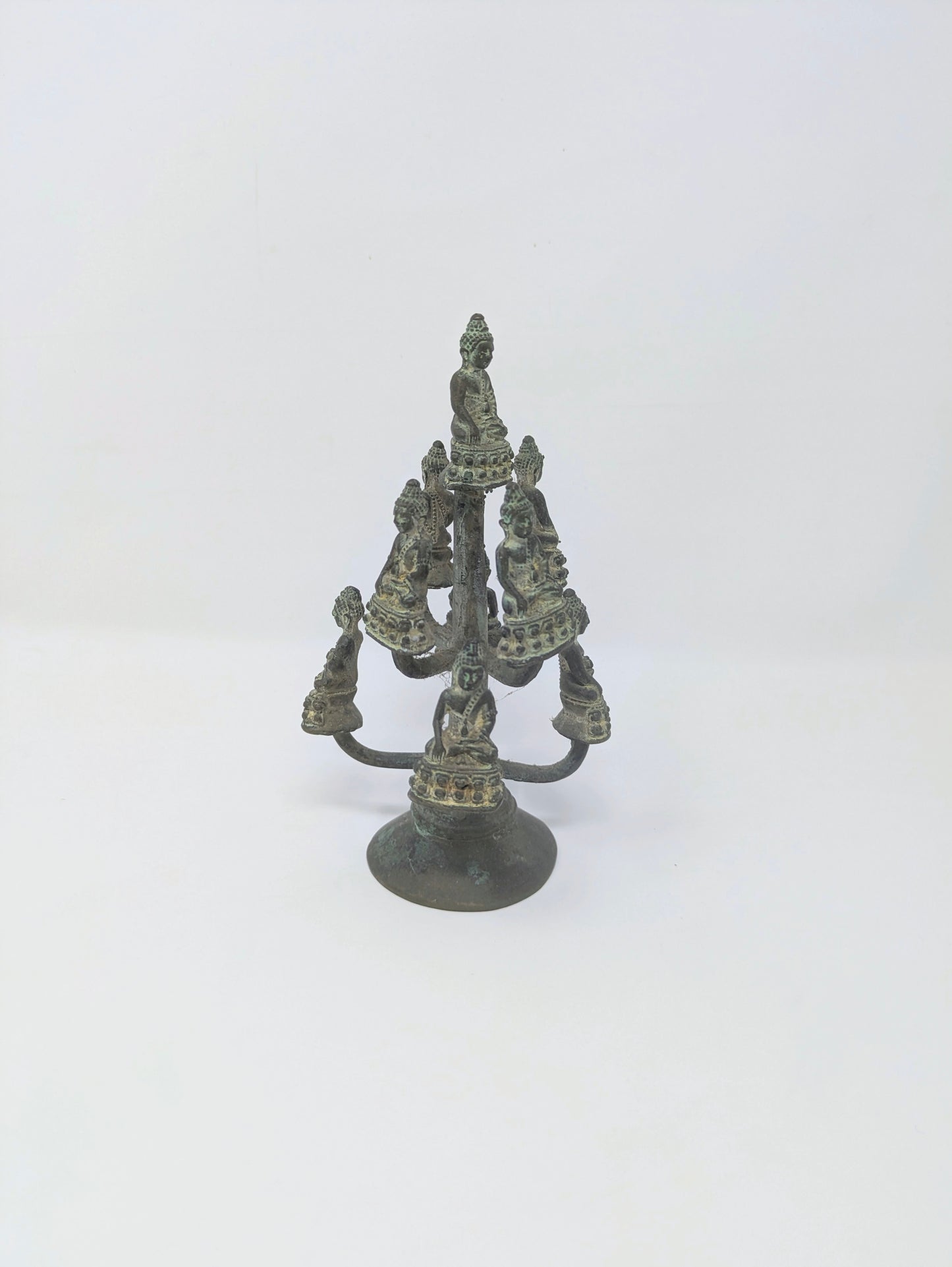 Antique Bronze Thai "Amitabha Buddha on Bodhi Tree" Sculpture