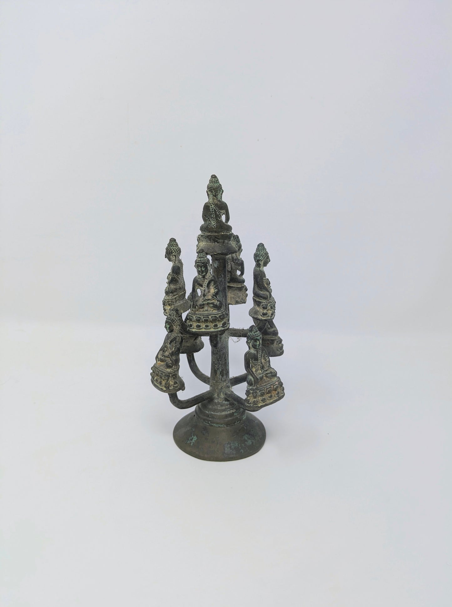 Antique Bronze Thai "Amitabha Buddha on Bodhi Tree" Sculpture