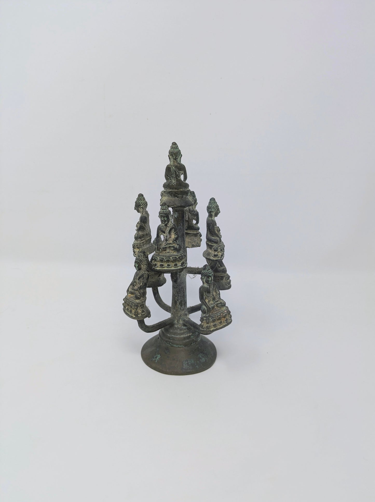 Antique Bronze Thai "Amitabha Buddha on Bodhi Tree" Sculpture