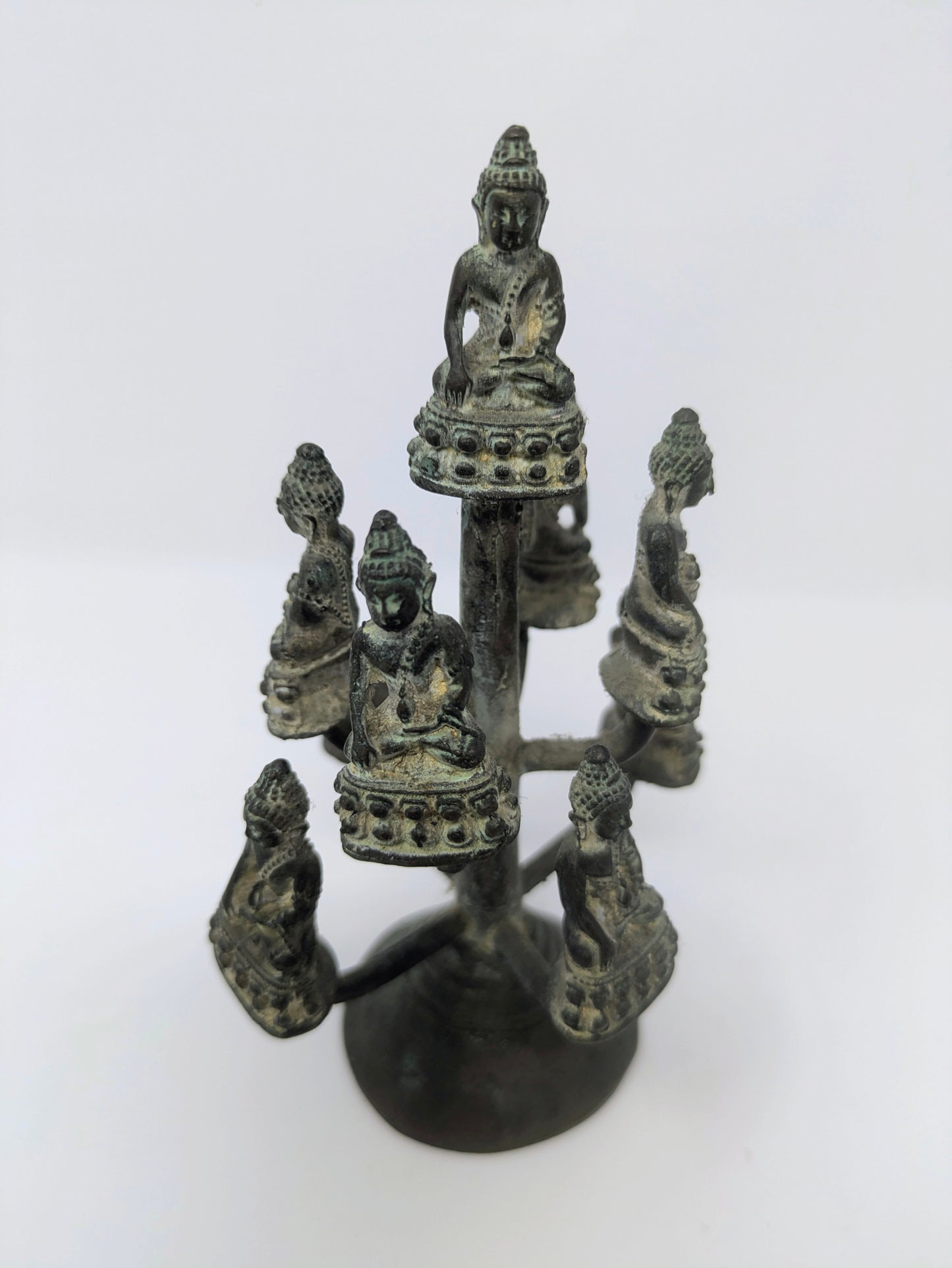 Antique Bronze Thai "Amitabha Buddha on Bodhi Tree" Sculpture