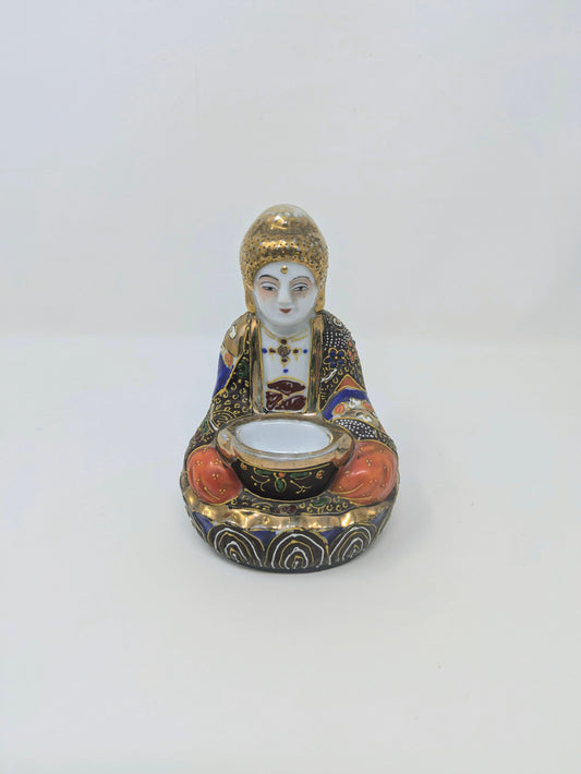Antique Japanese Satsuma Moriage Buddha Incense Burner