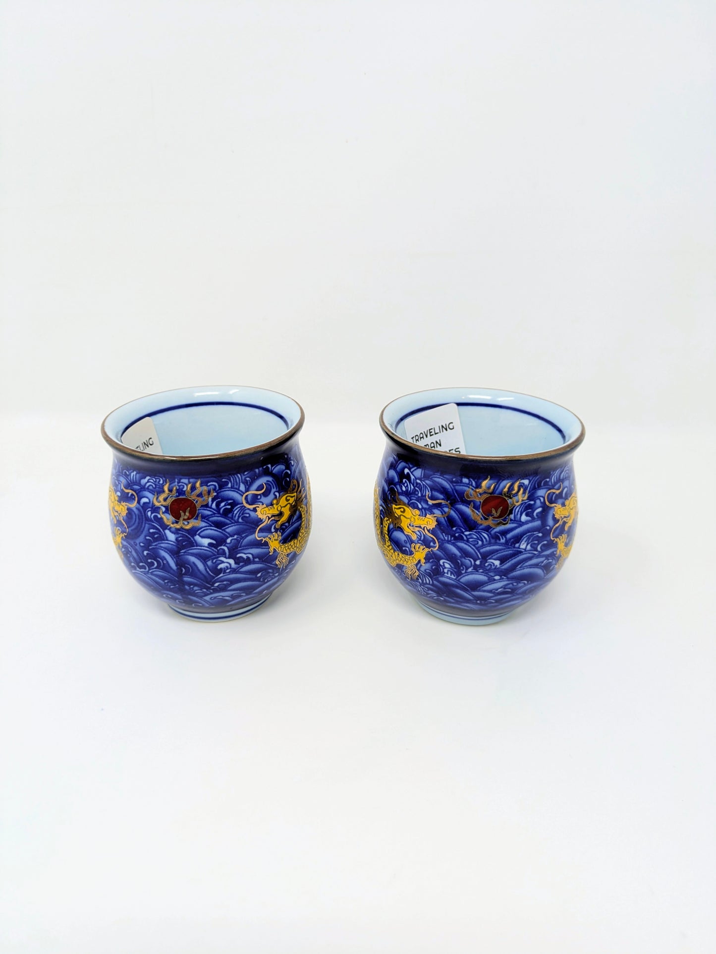Chinese Jingdezhen Porcelain Double-Wall Teacups: Royal Dragon Pattern