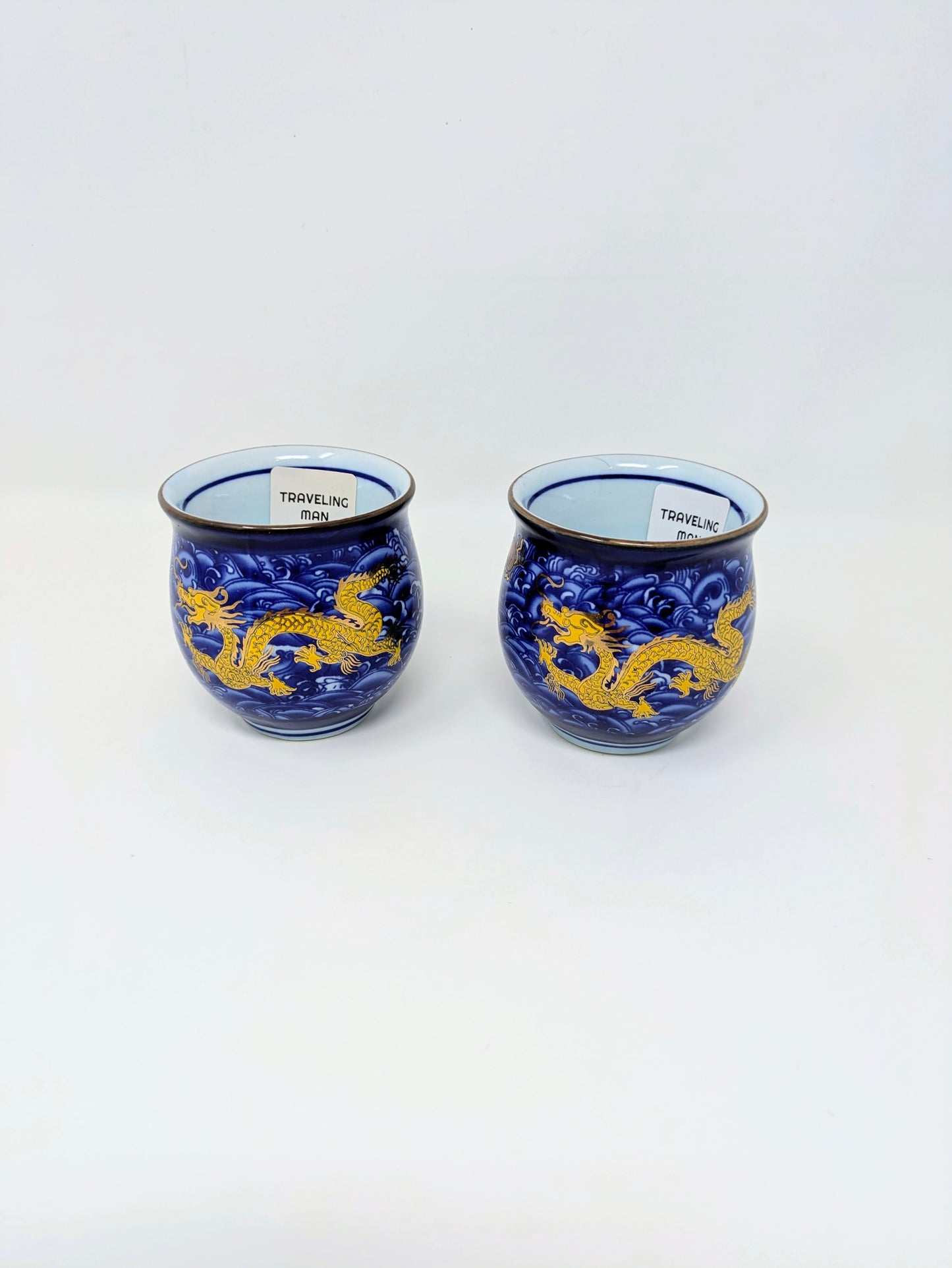 Chinese Jingdezhen Porcelain Double-Wall Teacups: Royal Dragon Pattern