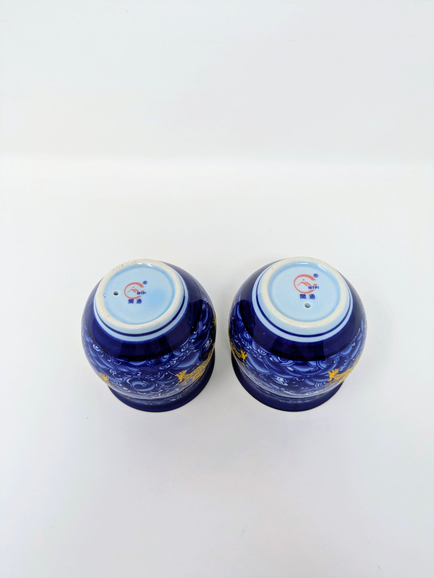 Chinese Jingdezhen Porcelain Double-Wall Teacups: Royal Dragon Pattern