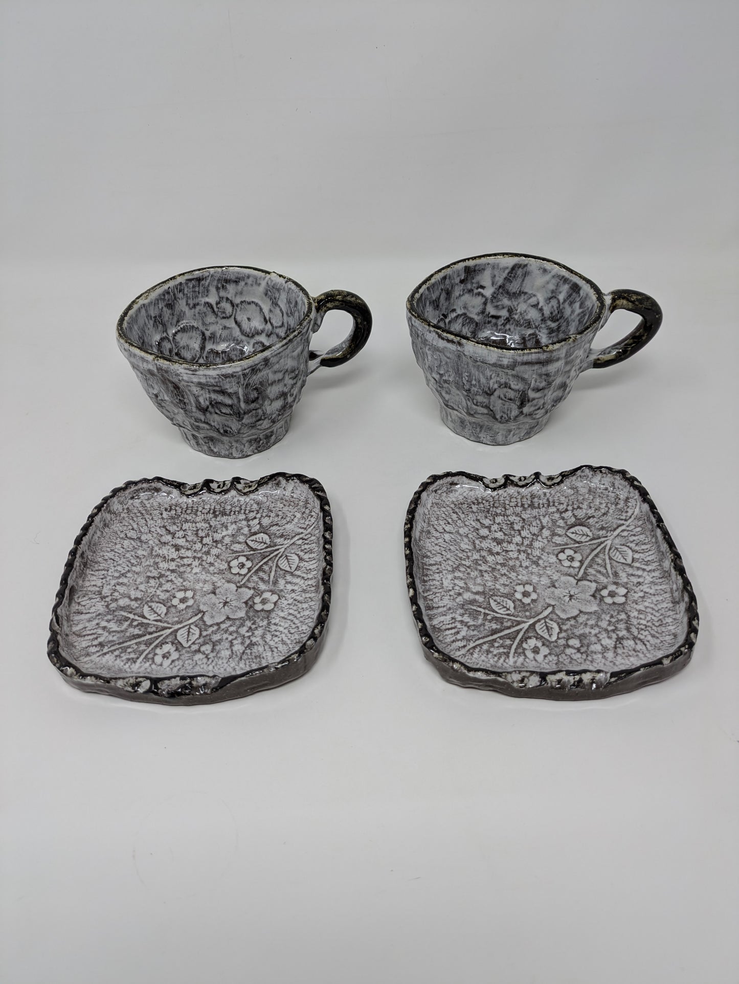 4pcs Korean Ceramic Cosmos Coffee Cup & Saucer Set
