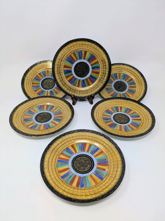1930s Japanese Nippon Era Hand-Painted "1000 Faces" Salad Plates