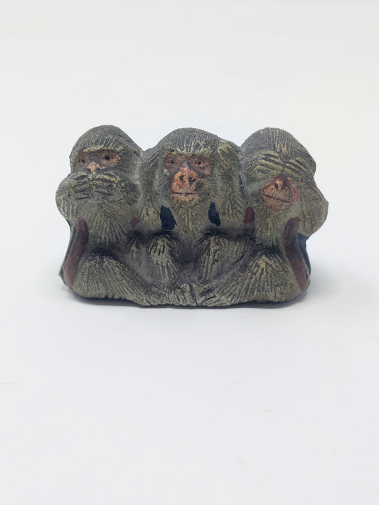 Vintage Japanese Wise Monkey Figurine: Hear/Speak/See No Evil