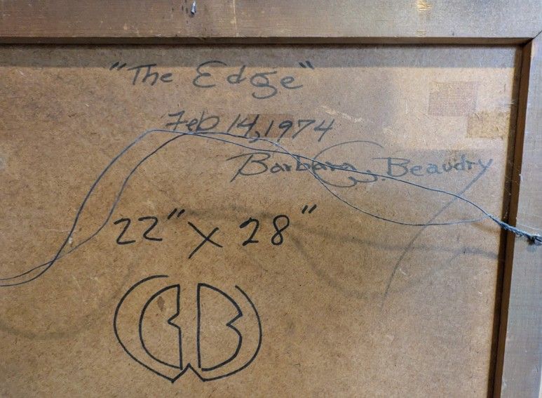Vintage Surrealist Painting "The Edge" Signed Barbara Beaudry (1974)