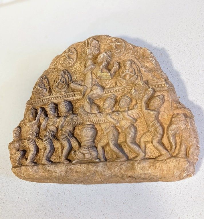 RARE Vintage Sandstone Hindu Wall Sculptures (pair)