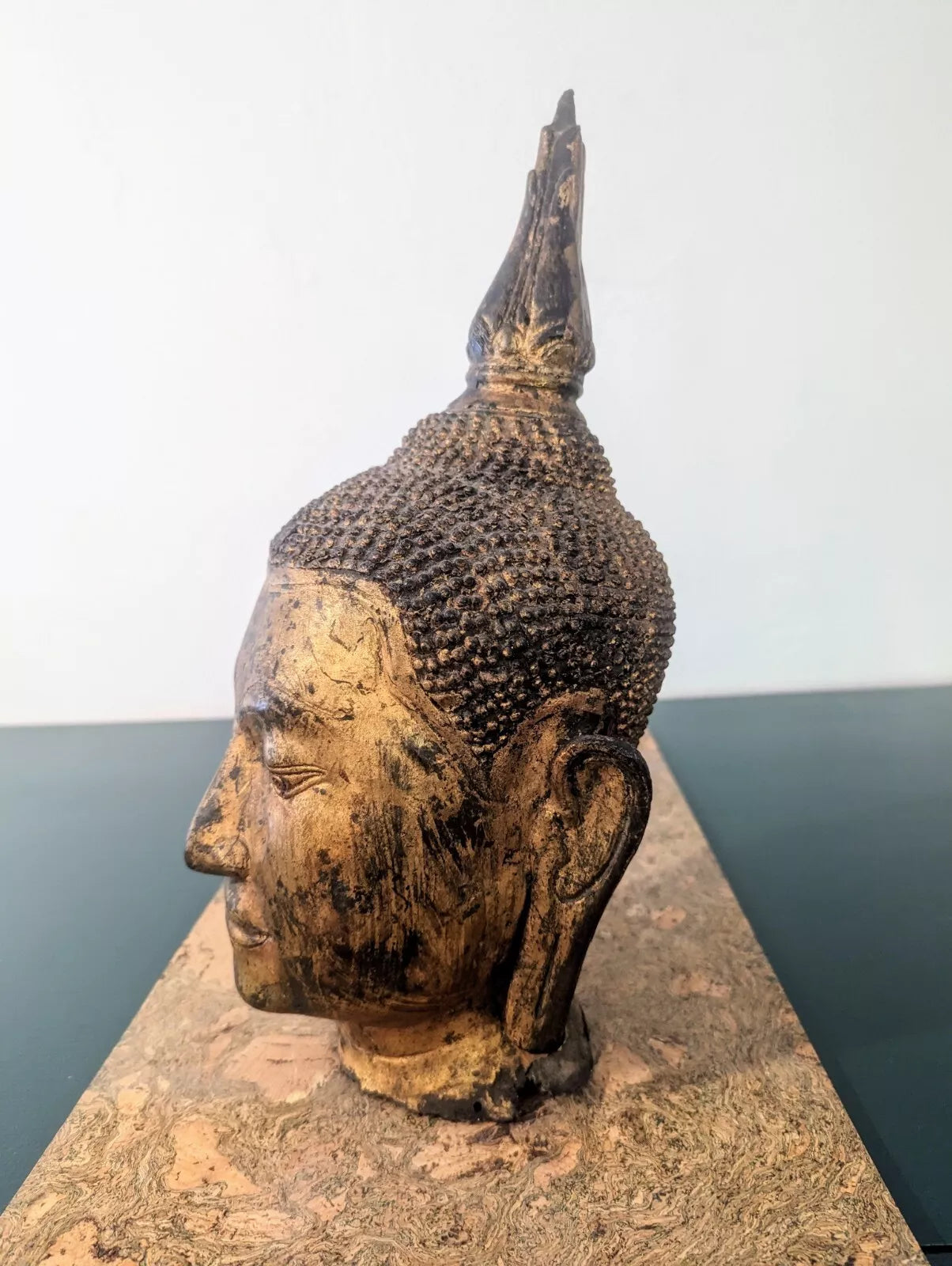 RARE 20th Century Thai U-Thong Style Bronze Gilt Buddha Head
