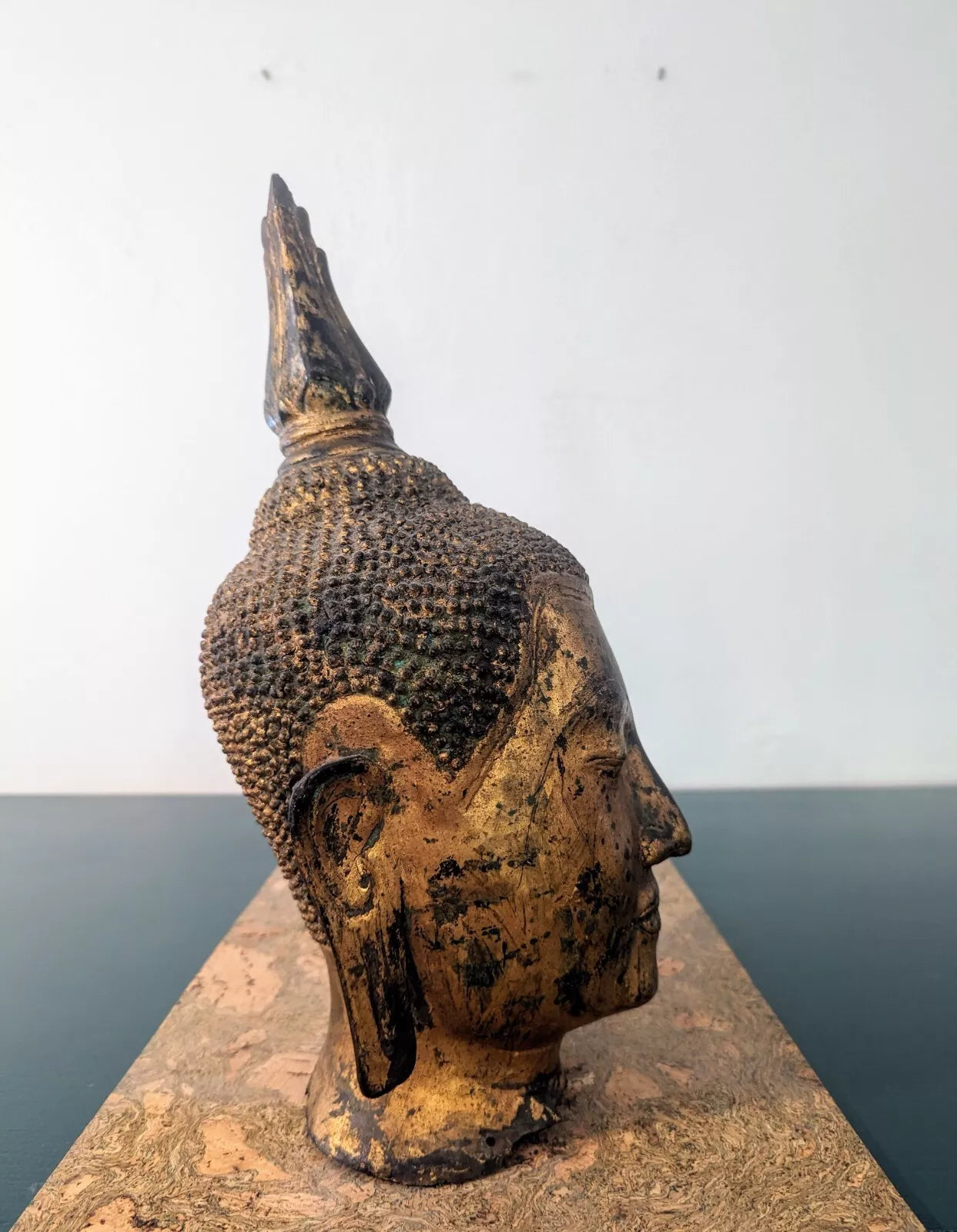 RARE 20th Century Thai U-Thong Style Bronze Gilt Buddha Head