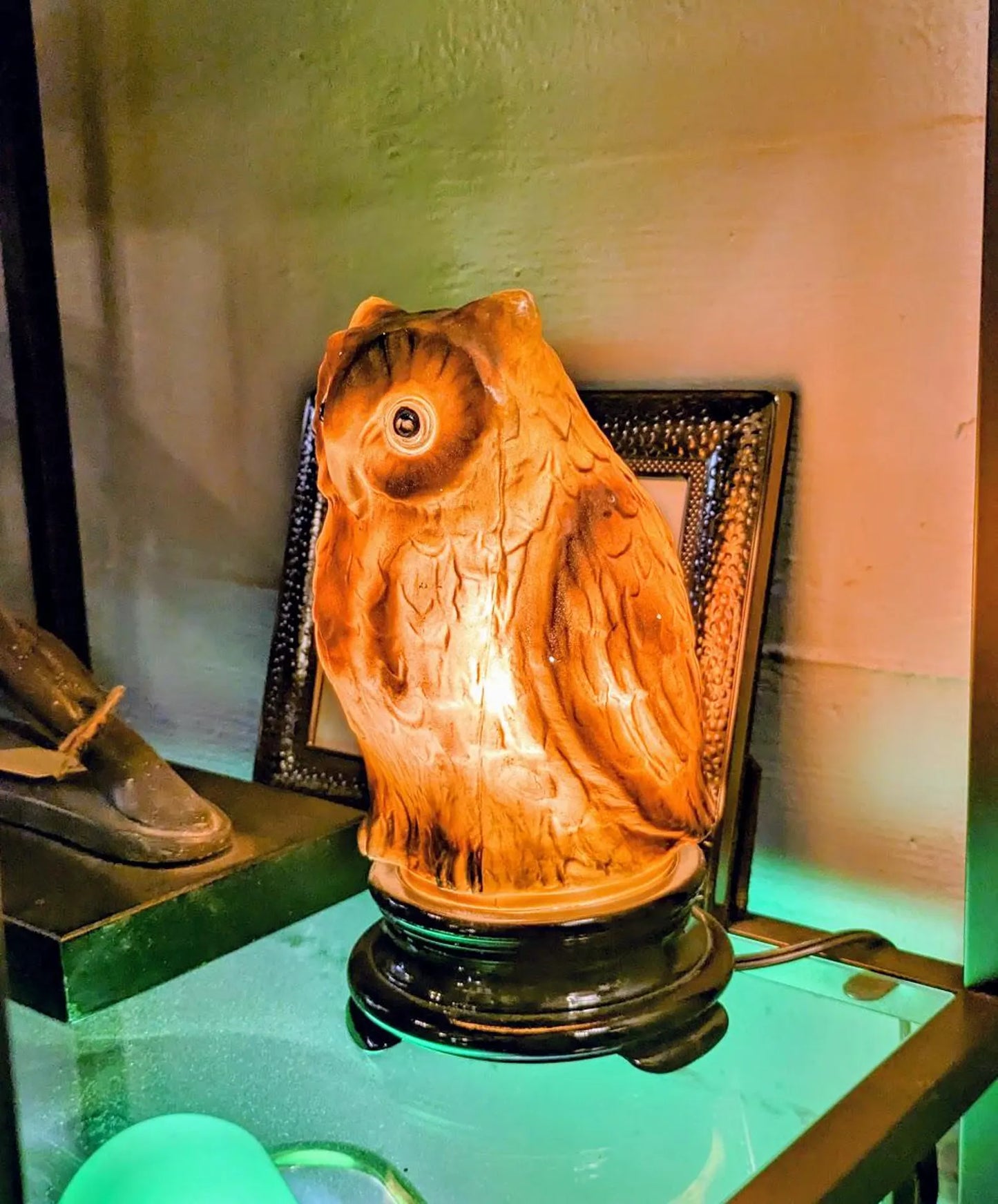 Antique 1920s Tiffin Glass "Owl Lamp"